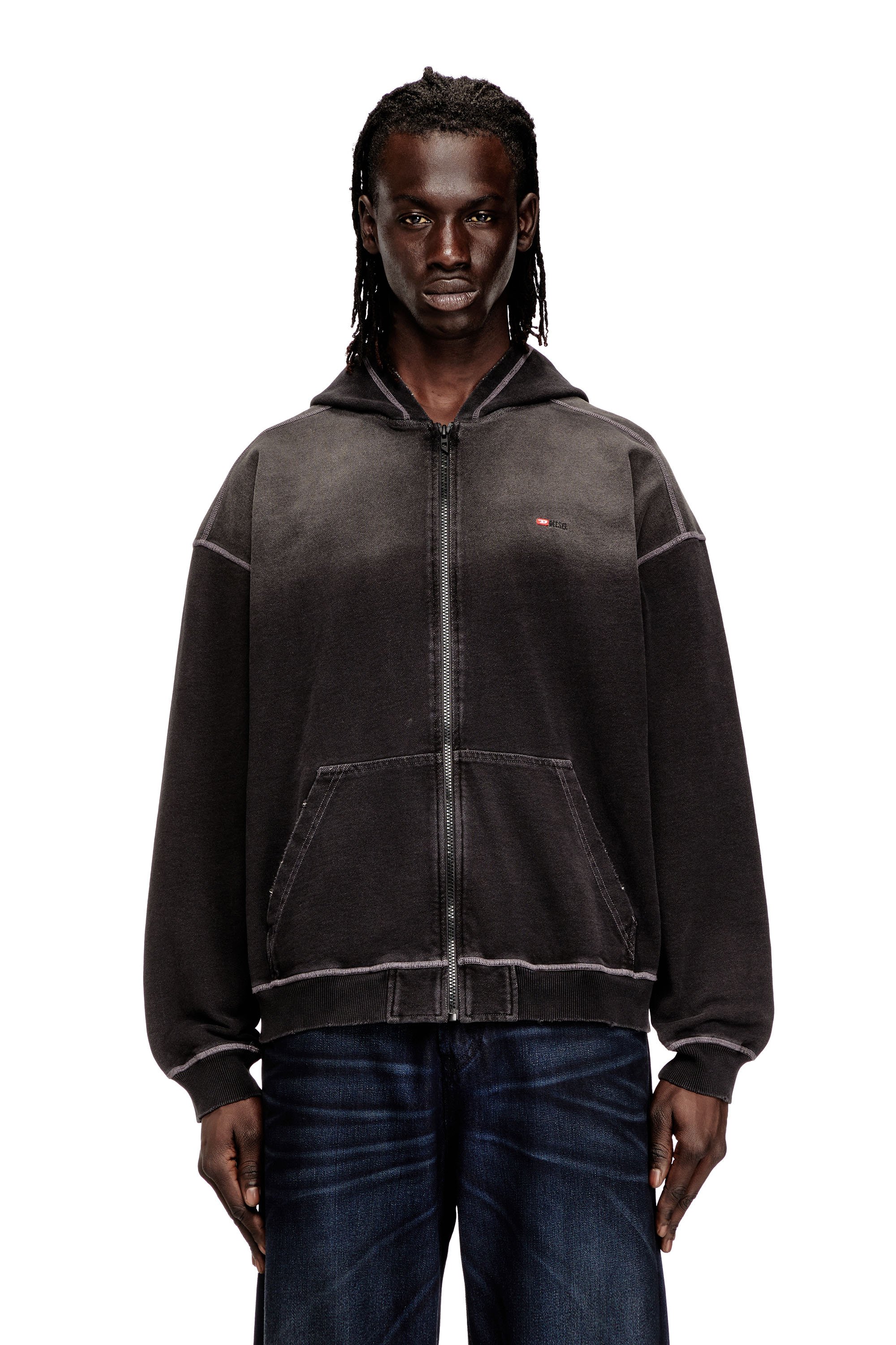 Diesel - S-BLAXTO-HOOD-ZIP, Male's ジップアップパーカー in グレー - 1