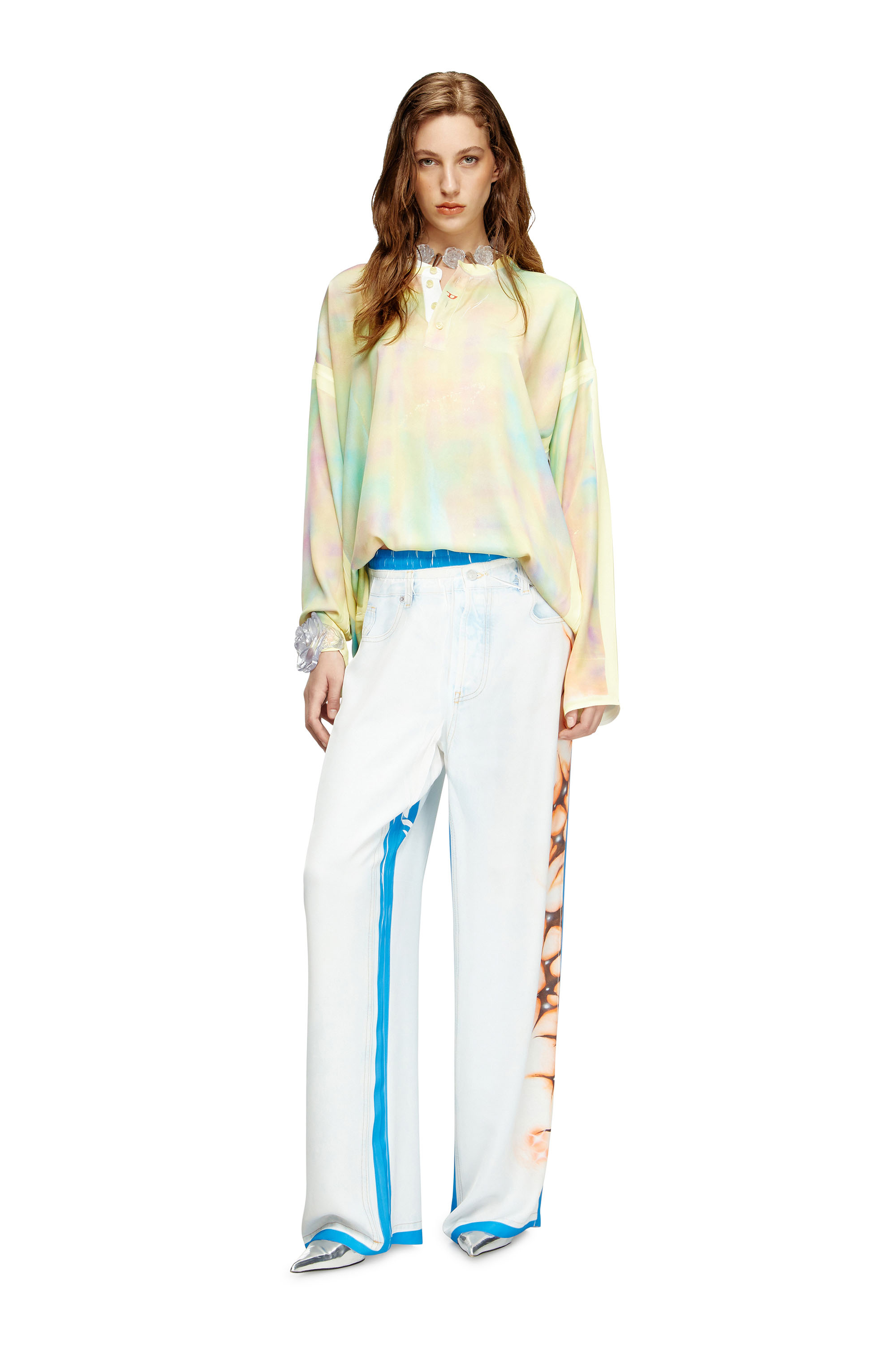 Diesel - T-OLAVI-A-SER-GRAFFITI-CHI, Unisex's Henley top with graffiti print in イエロー - 6