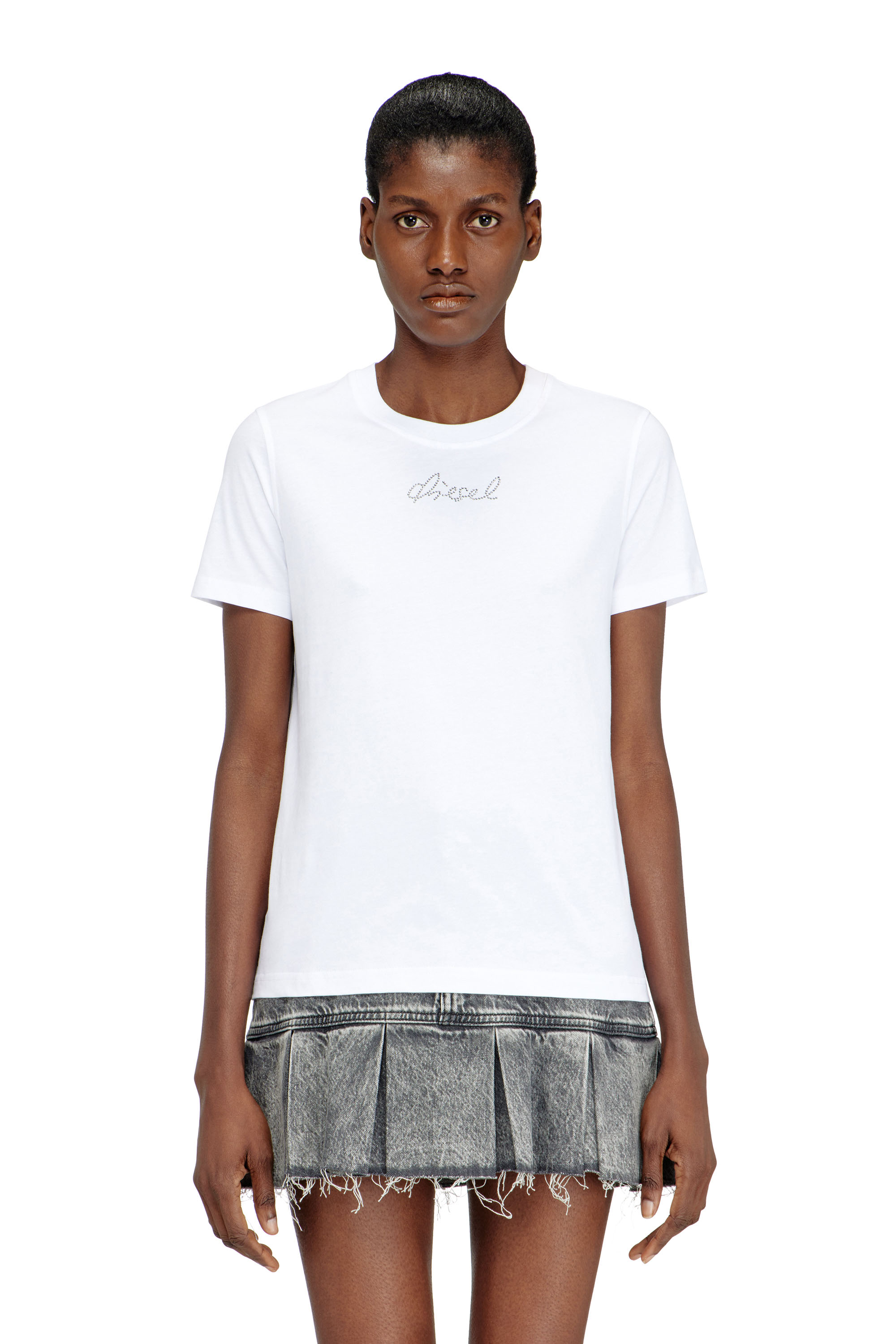 Diesel - T-REG-S2, Female's Jersey top with round neck and small Diesel logo embroidery in ホワイト - 3