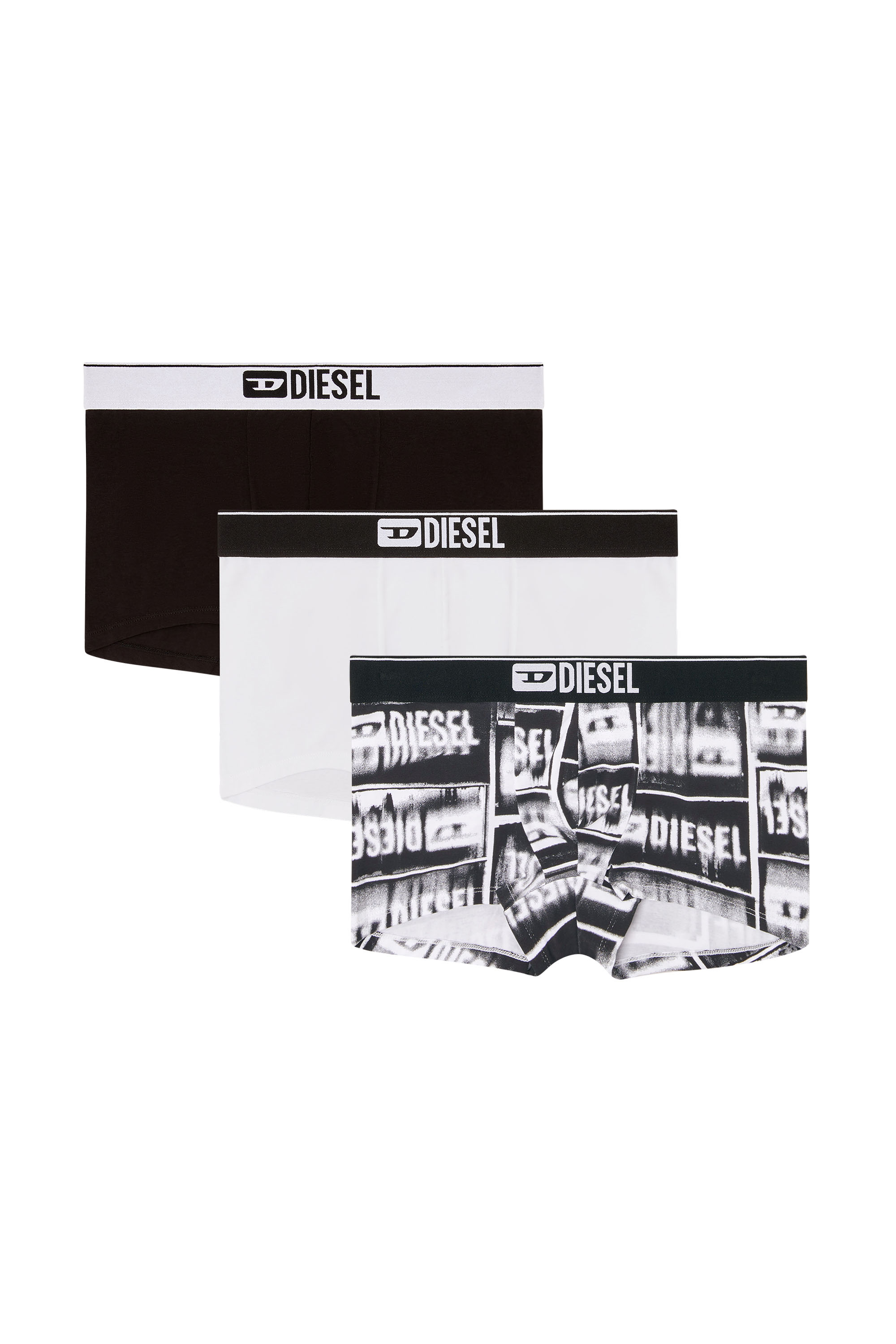 Diesel - DAMIEN-D-BOX-3PACK, Male's 3-pack boxer briefs in stretch cotton in ホワイト/ブラック - 1