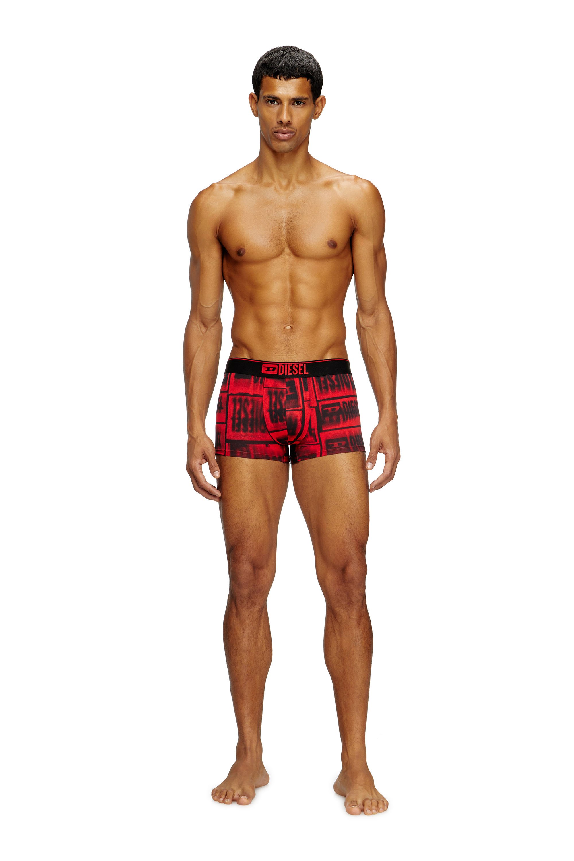 Diesel - DAMIEN-D-BOX, Male's Boxer briefs with faded logo print in レッド - 1