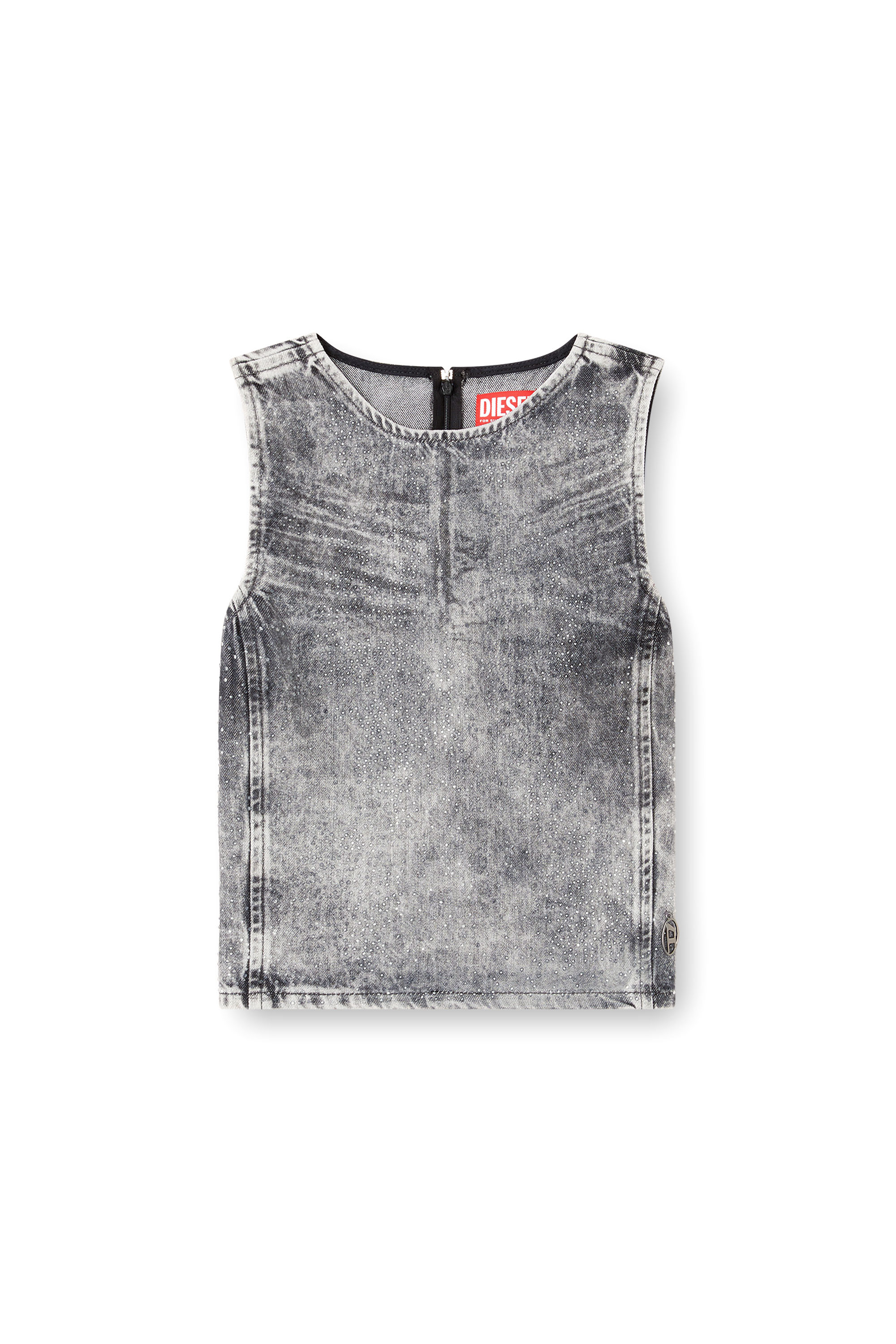 Diesel - DE-PINAR-S, Female's Sleeveless top in crystal denim in ダークグレー - 3