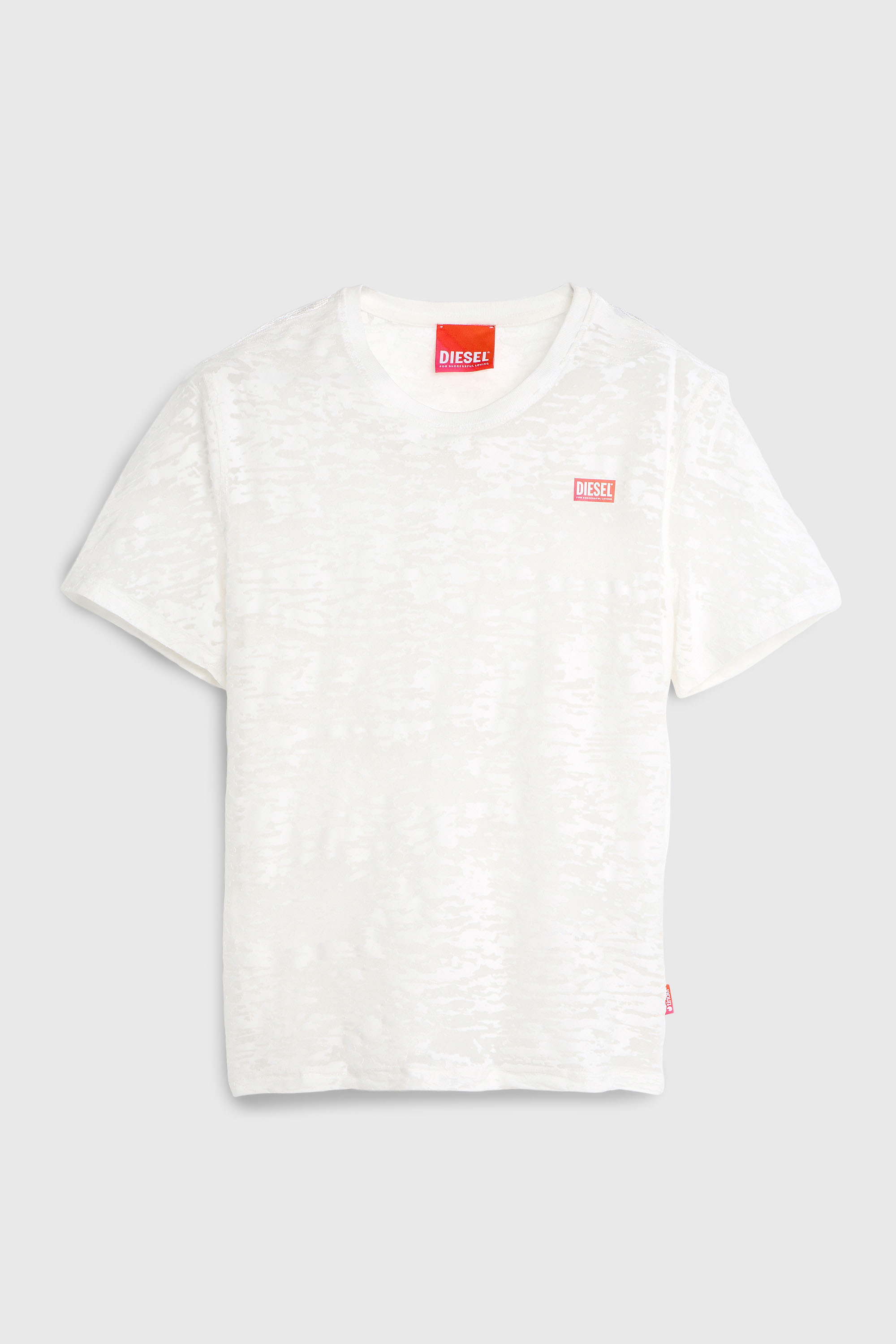 Diesel - PR-T-NOTS-MATI-R, Unisex's T-shirt in all-over devor&eacute; jersey in ホワイト - 2