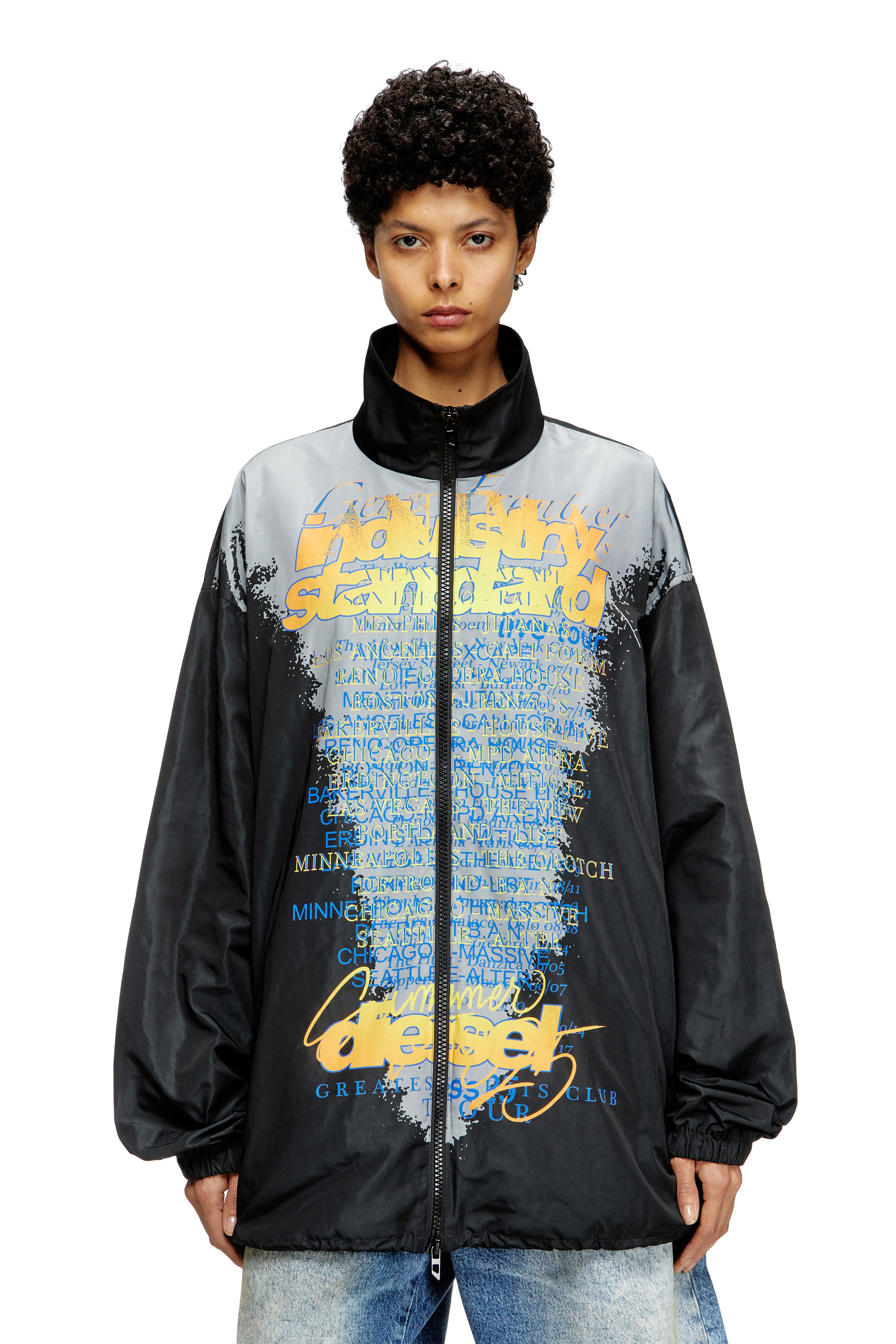 Diesel - J-ERIK, Unisex's Tech-jersey jacket with lyrics print in ブラック - 6