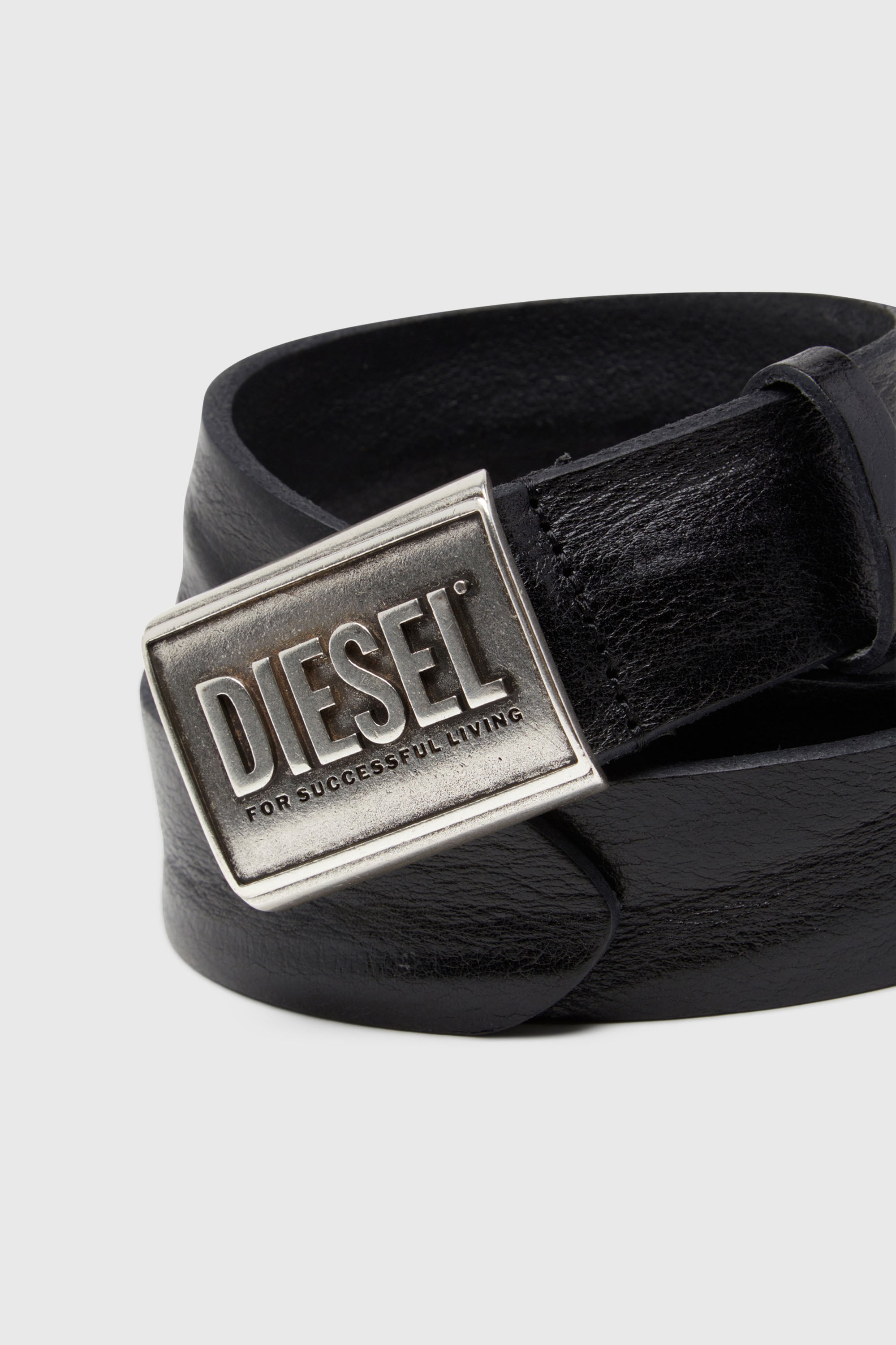 Diesel - B-METAL BISCOTTO, Male's レザーベルト in ブラック - 3