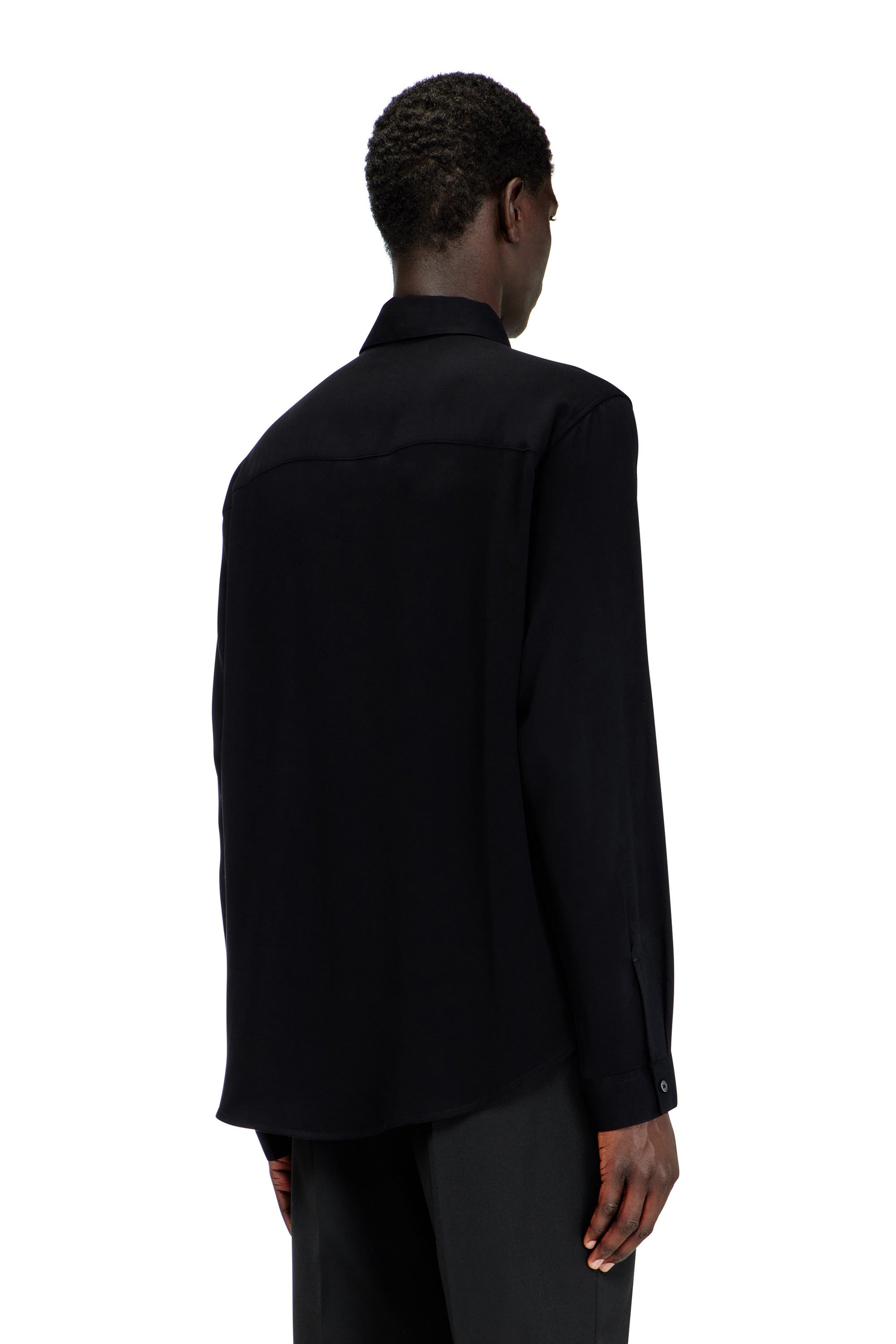 Diesel - S-HOLGER, Male's Fluid shirt with faded print in ブラック - 4