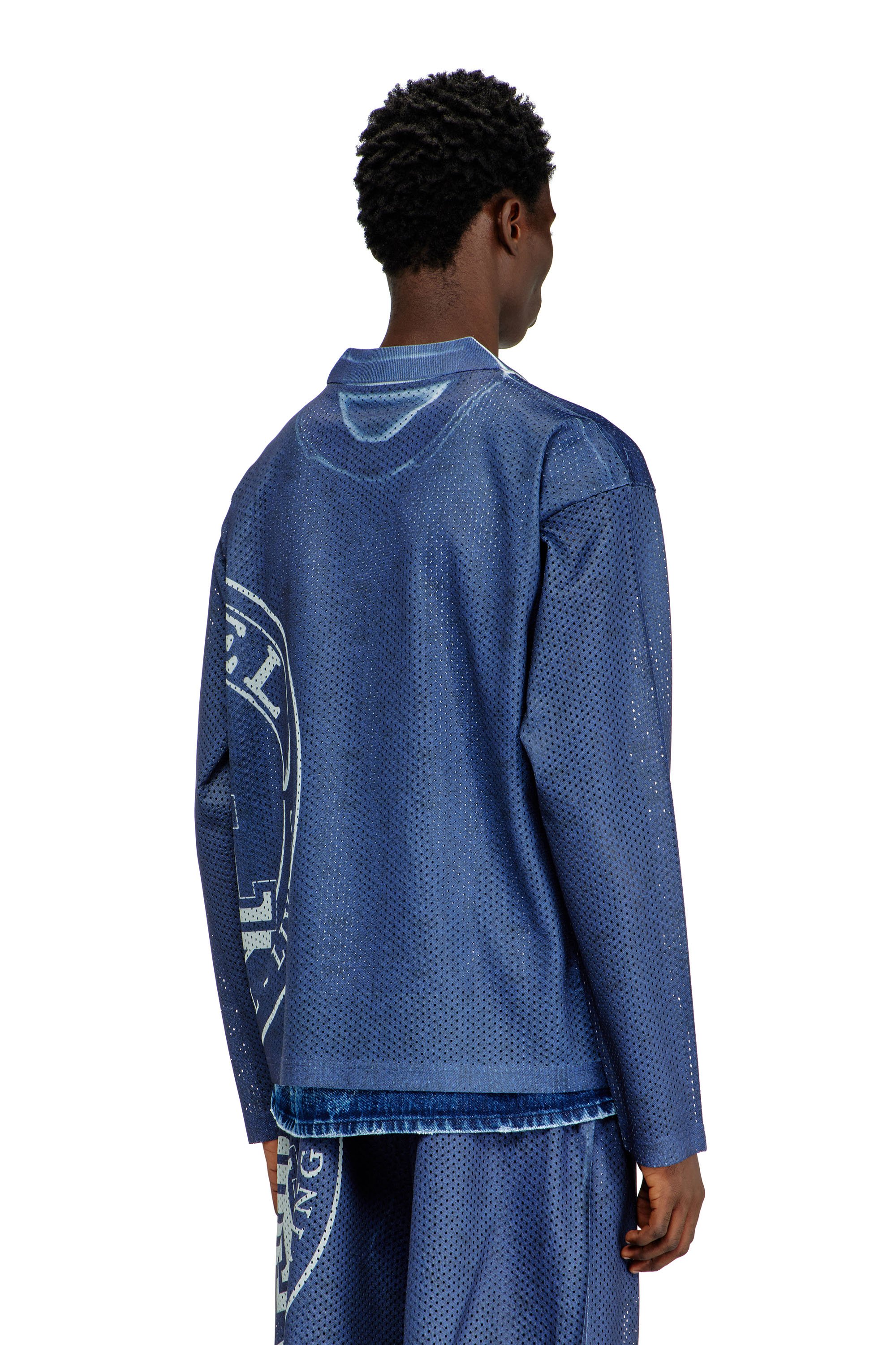 Diesel - T-OLLIE, Male's Long-sleeve polo top with sublimation print in ブルー - 4