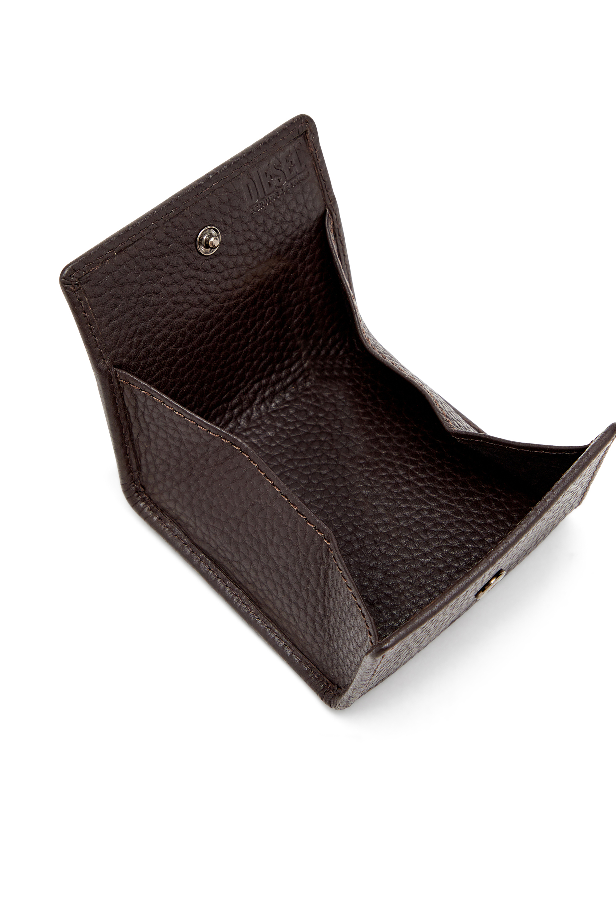 Diesel - HISSU EVO COIN CASE, Male's Coin purse in grainy leather in ダークブラウン - 4