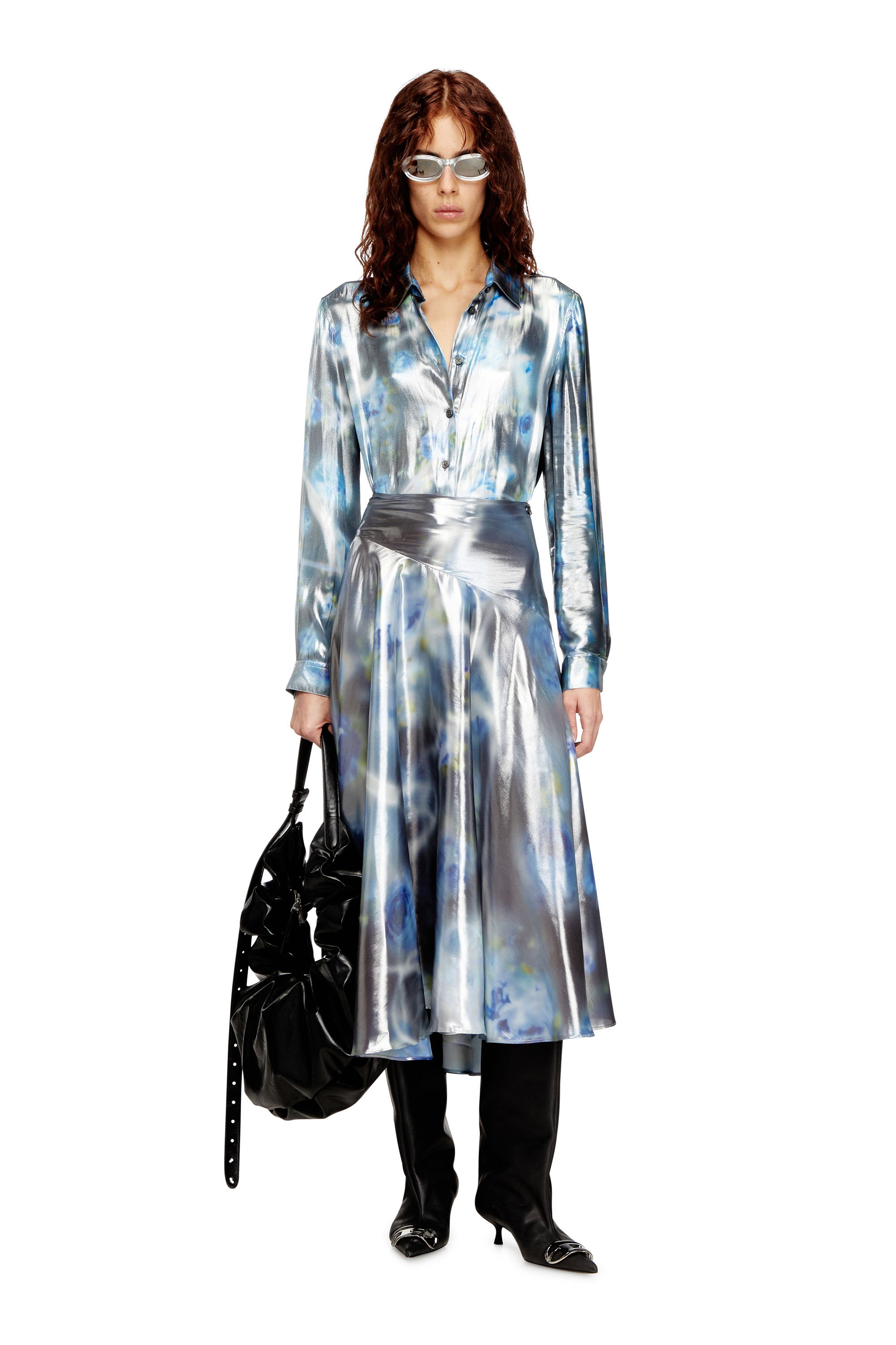 Diesel - O-ZULIE-S2, Female's ミディスカート in ブルー/ブラック - 1