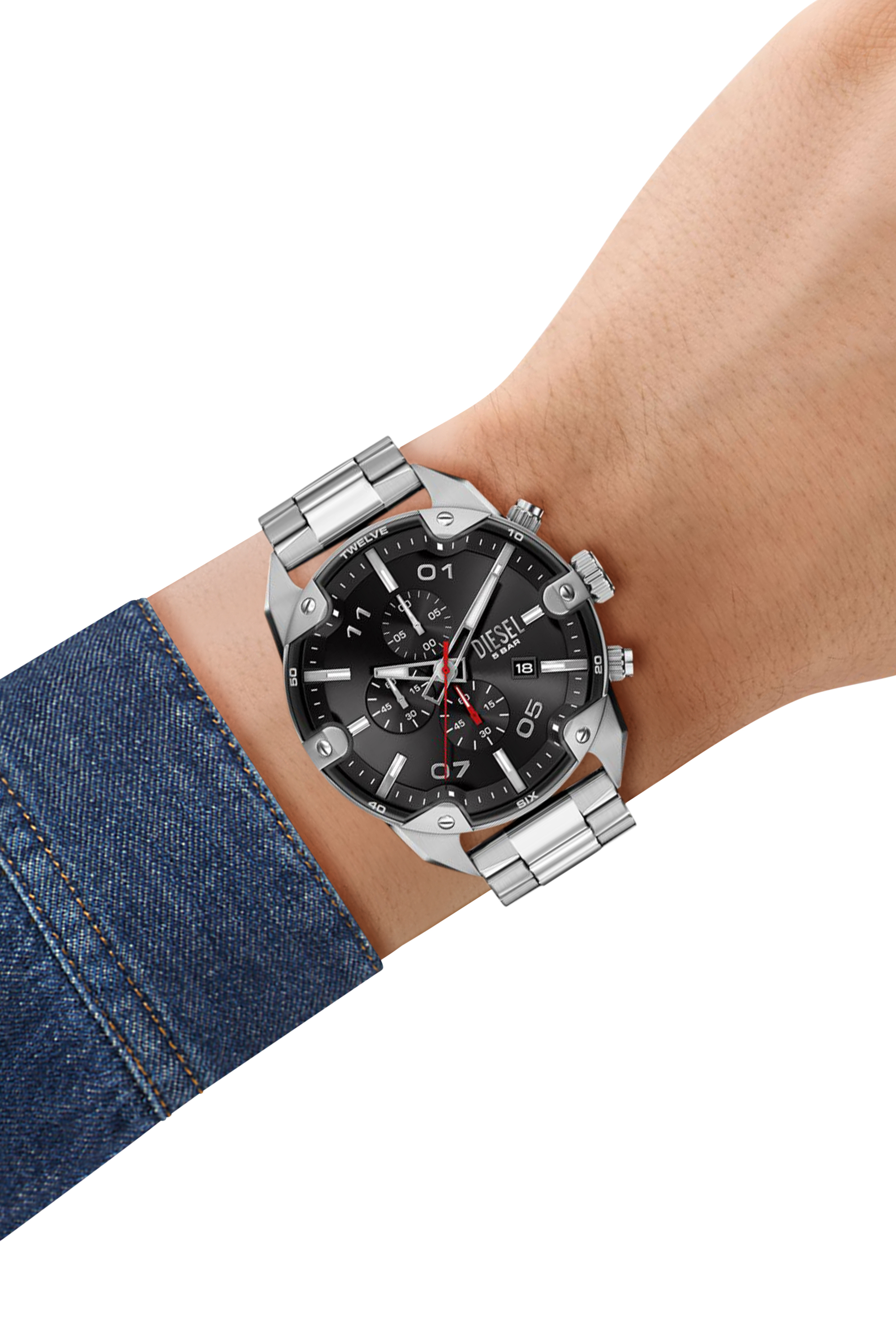 Diesel - DZ4709 WATCH, Male's Spiked Stainless Steel Watch in シルバー - 7