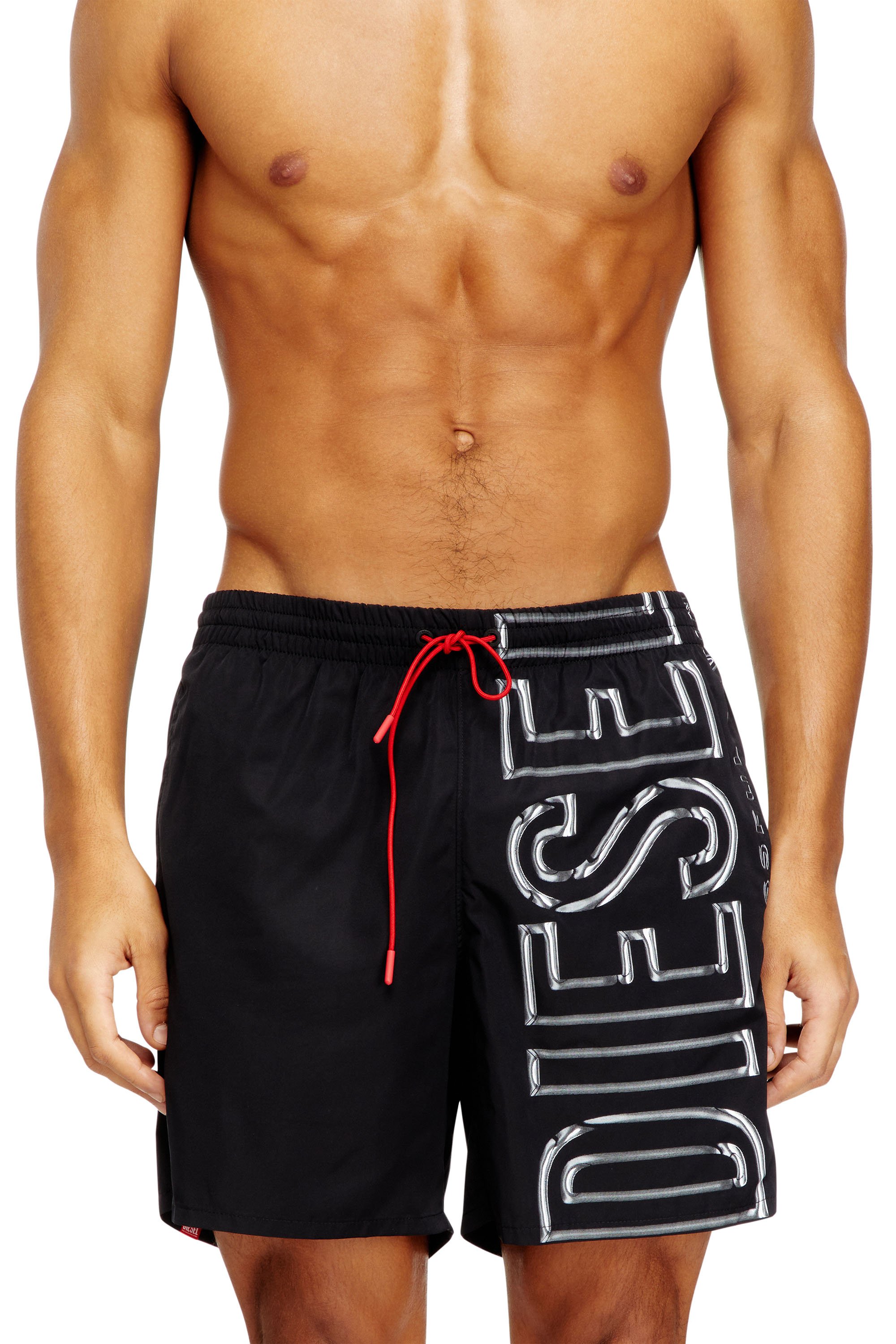 Diesel - SOCCER-41-D-CORE, Male's Swim shorts with oversized logo print in ブラック - 2