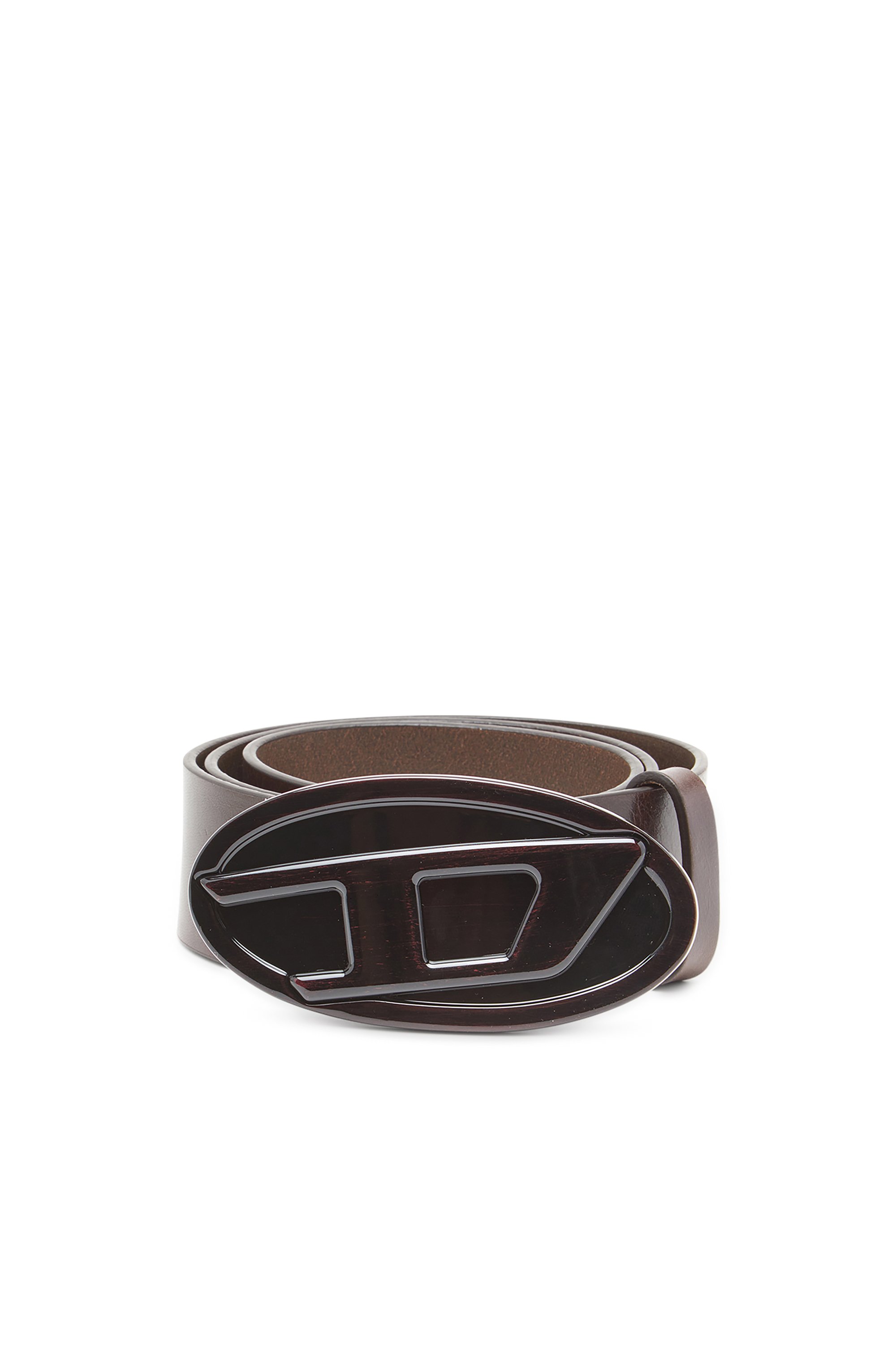Diesel - B-1DR 2.0, Female's 4cm leather belt with glossy Oval D buckle in ブラウン - 1