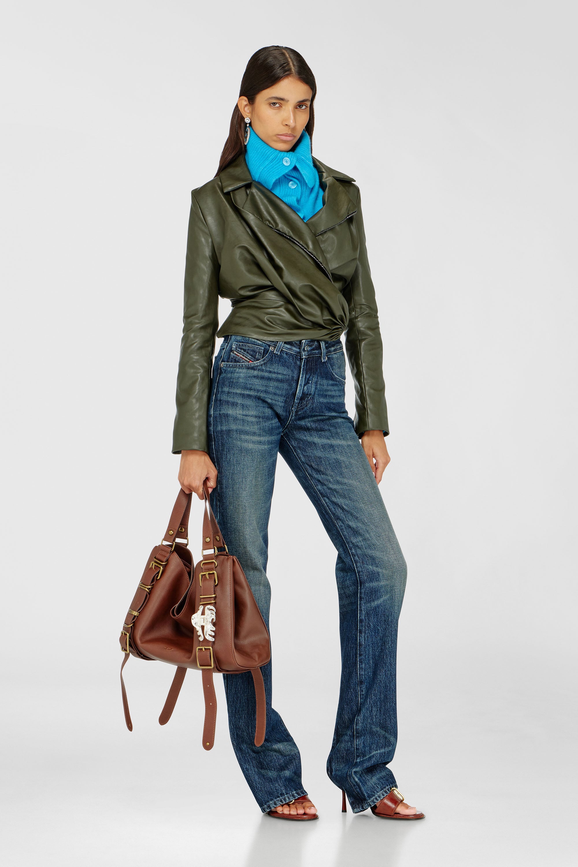 Diesel - D-ONE TOPHANDLE M, Unisex's D-One-Medium top-handle bag in treated leather in ブラウン - 2