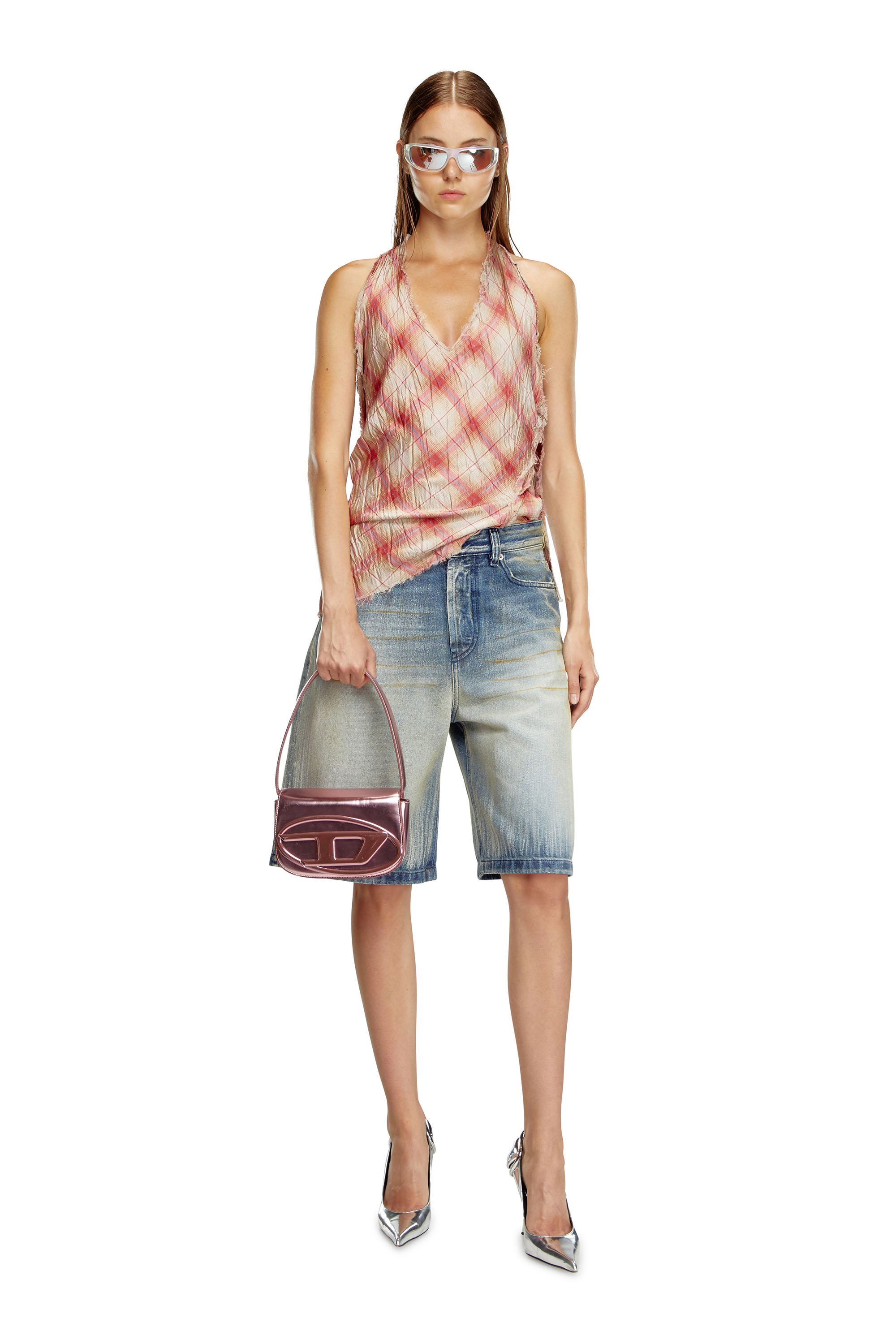 Diesel - 1DR, Female's カウレザーショルダーバッグ in ピンク / ホワイト - 1