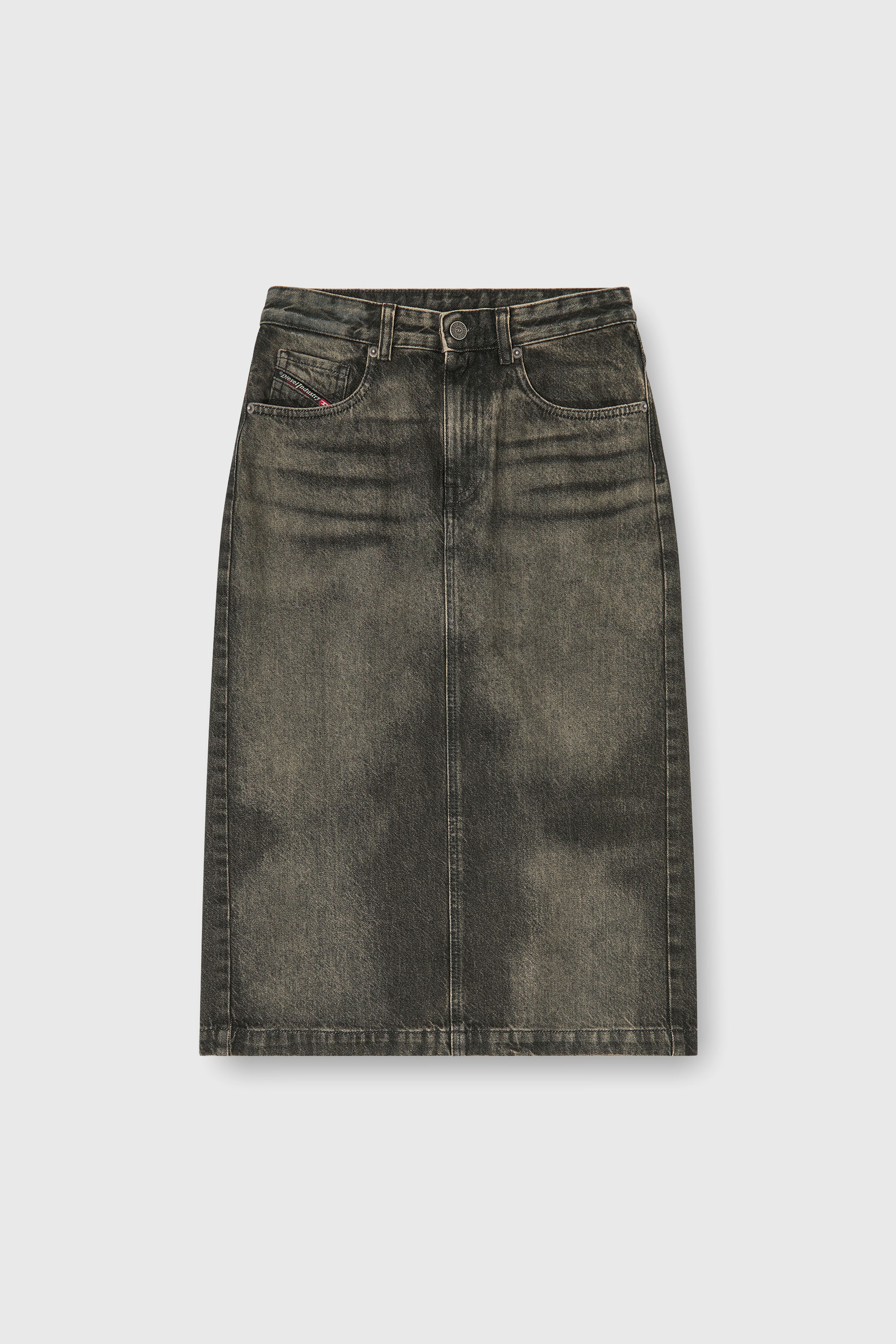 Diesel - DE-PENDY-FSJ, Female's Pencil skirt in dirty-effect denim in ブラック/ダークグレー - 2