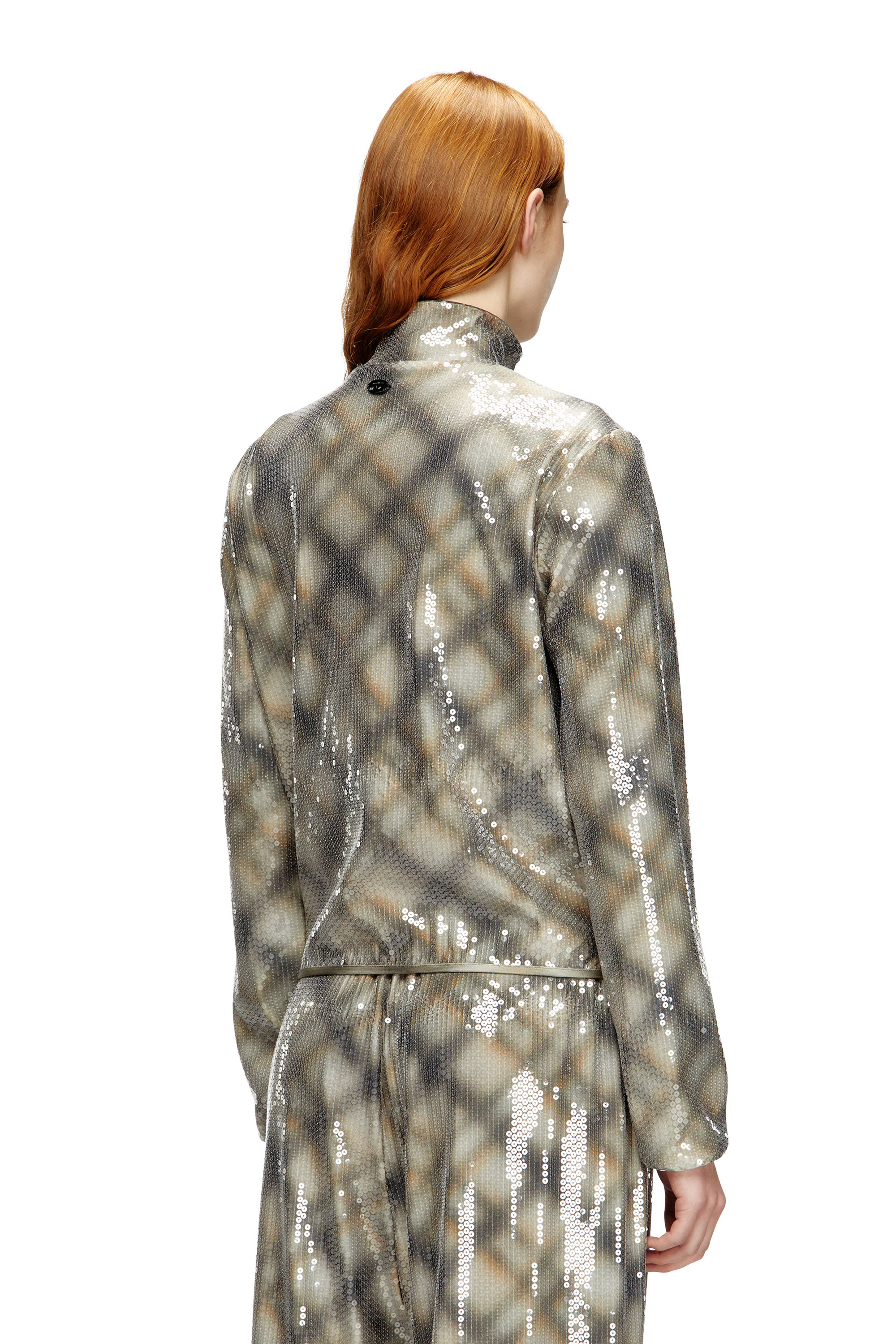 Diesel - F-EREQUINS, Female's ジップアップスウェット in ベージュ/グレー - 4