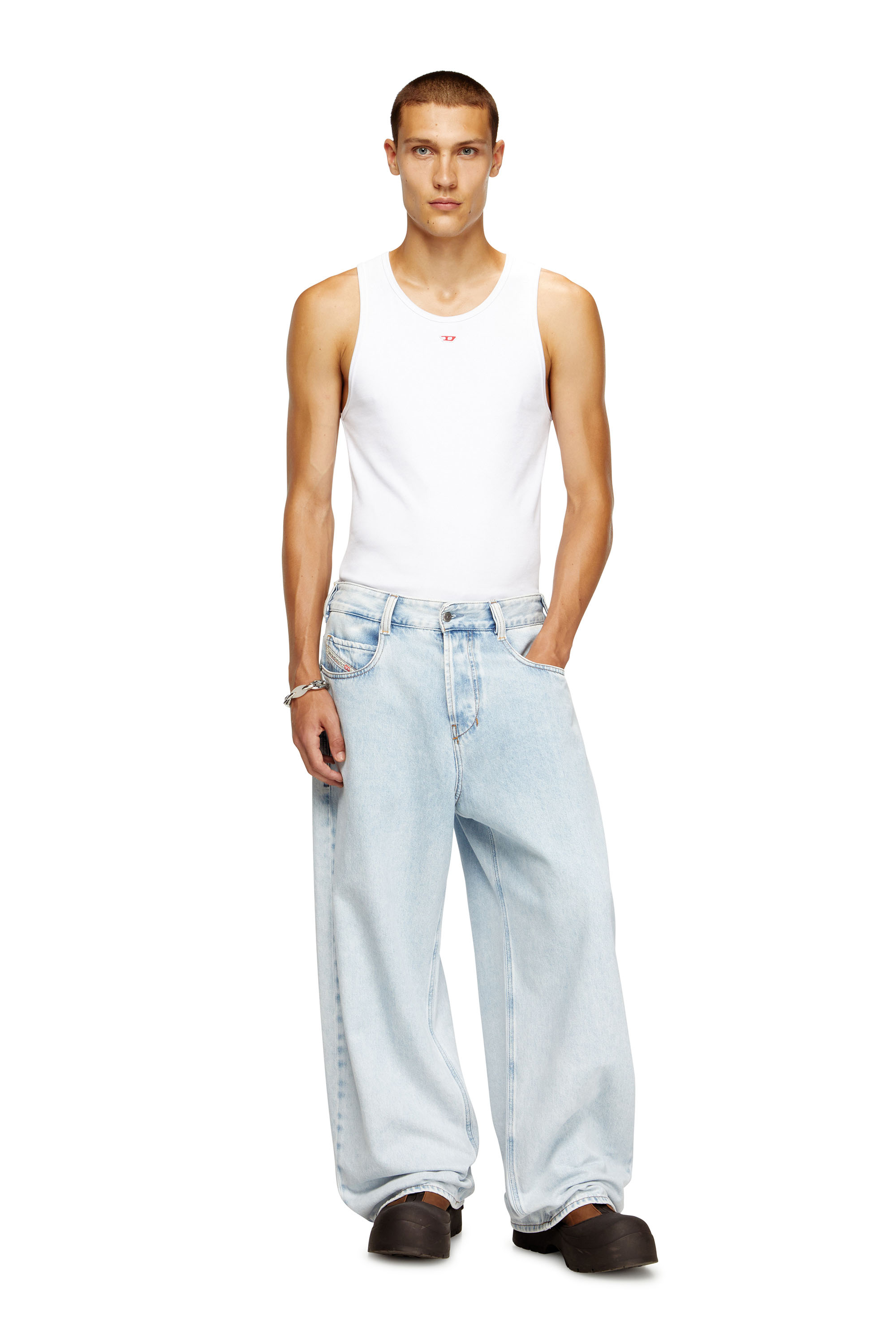 Diesel - T-LIFTY-D, Male's Tank top with mini D logo patch in ホワイト - 1