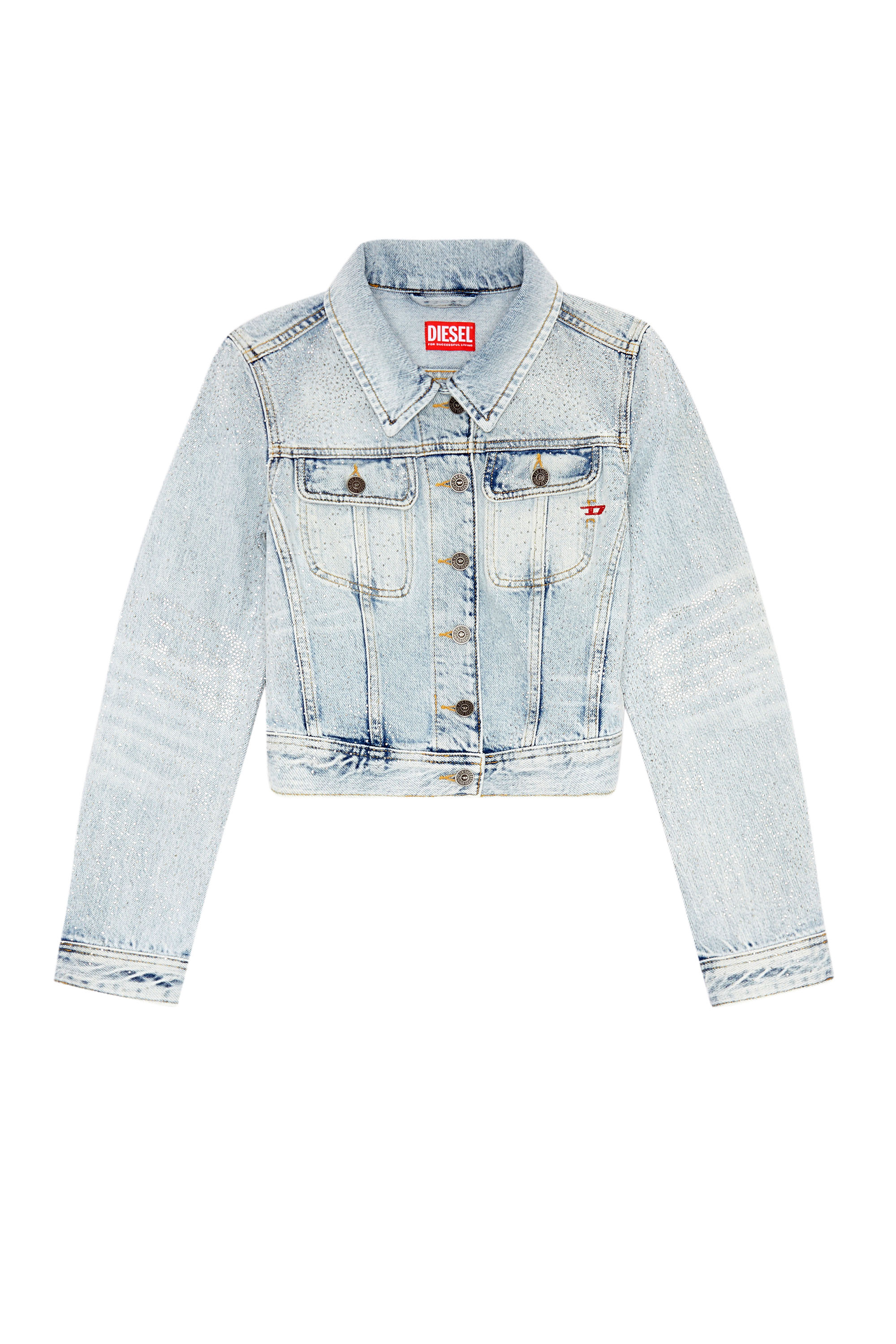 Diesel - DE-SLIMMY-S, Female's Trucker jacket in micro-crystal denim in ライトブルー - 3