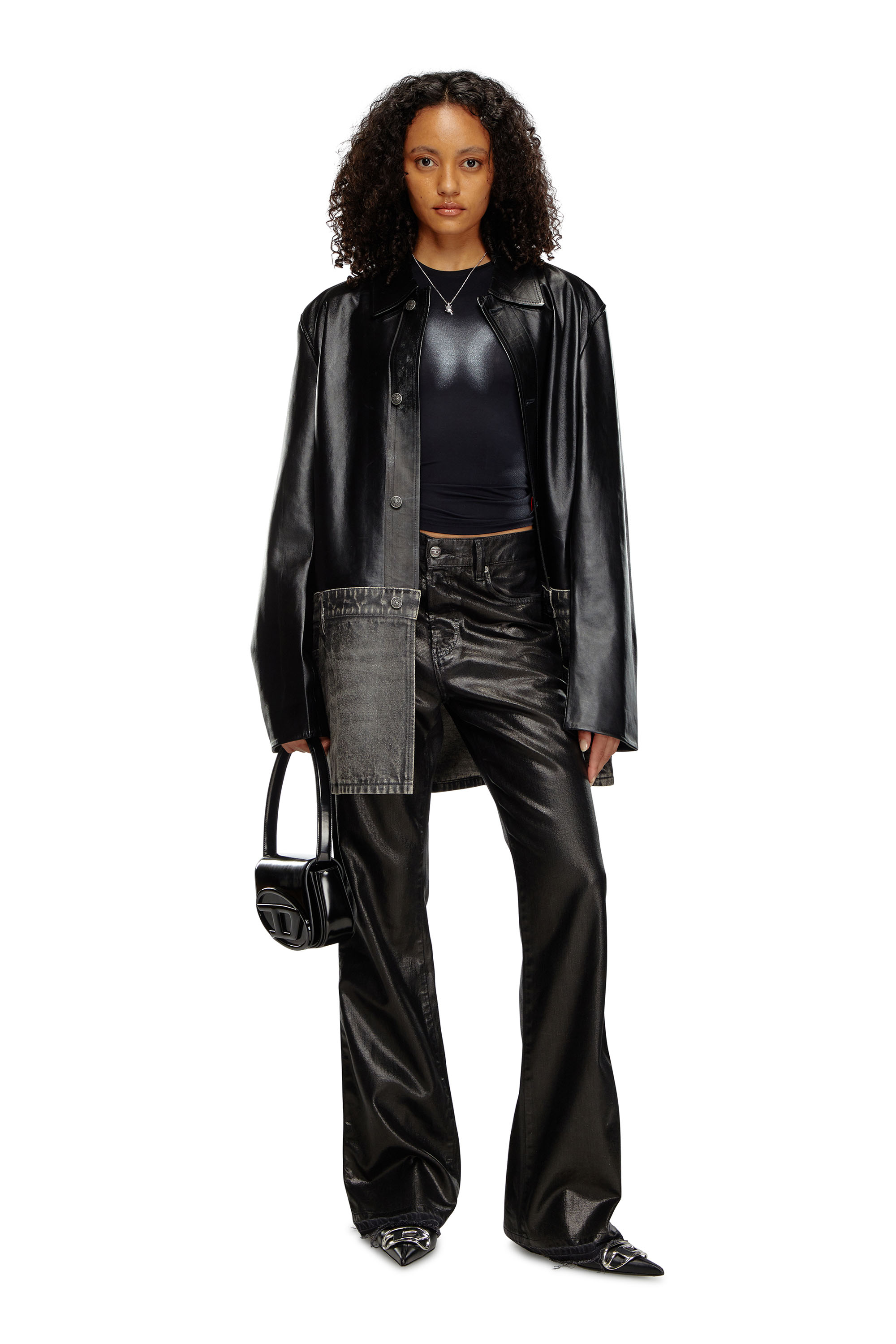 Diesel - T-ILON, Female's Long-sleeve T-shirt with metallic effects in ブラック - 2