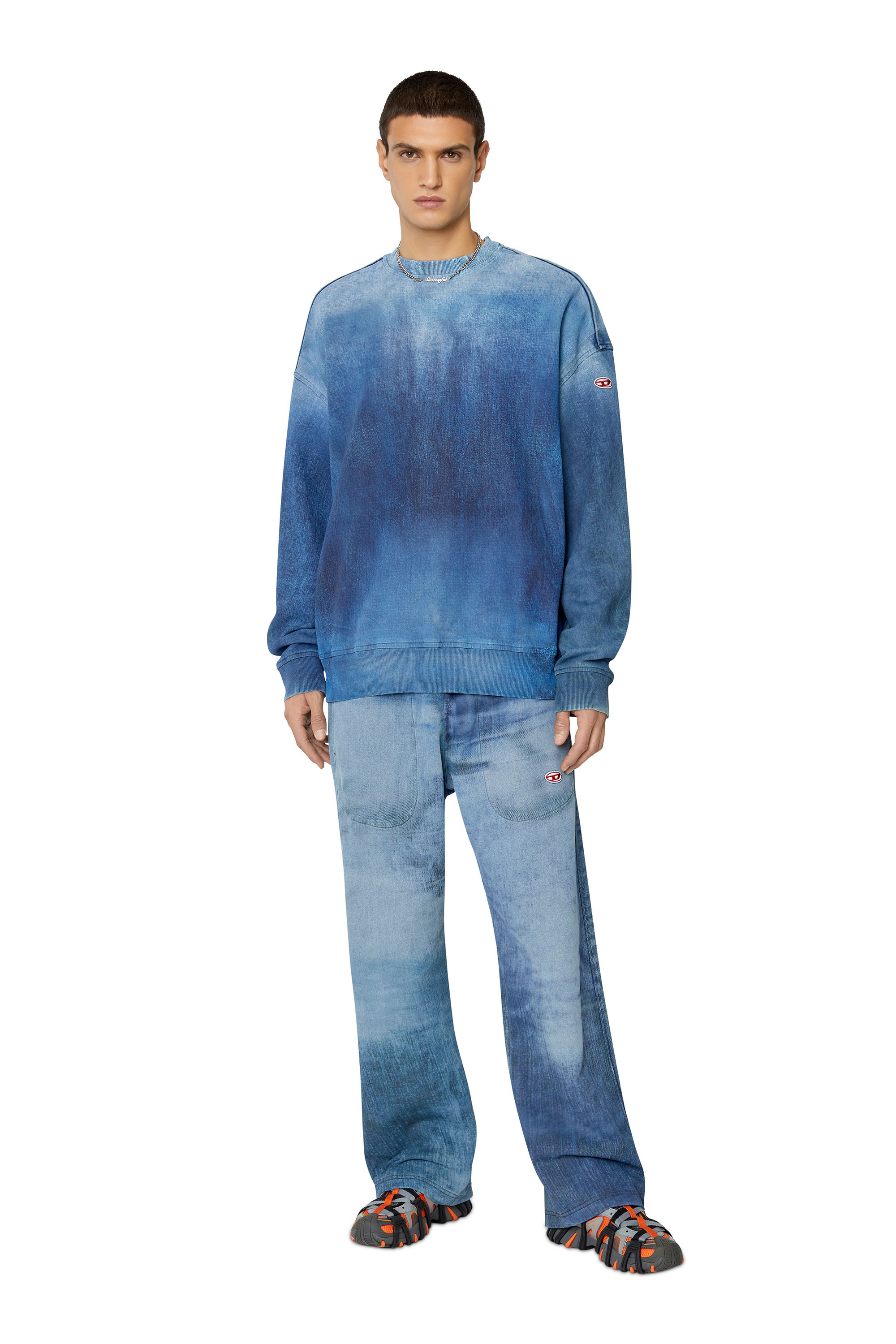 Diesel - D-KRIB TRACK DENIM SWEATSHIRT, ミディアムブルー - Image 5