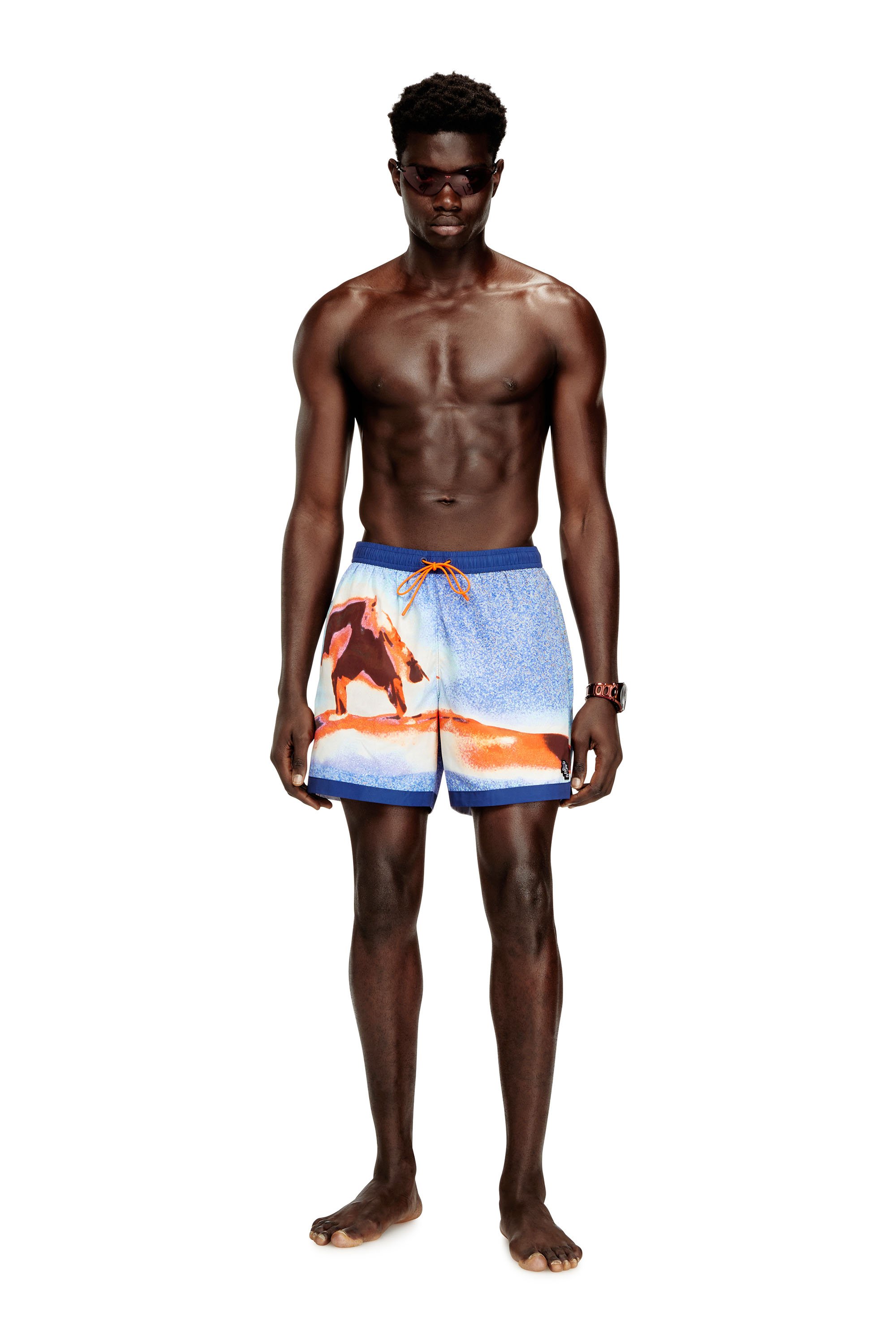 Diesel - SOCCER-41-D-POP-C, Male's Swim shorts with all-over surfboard print in ブルー - 2