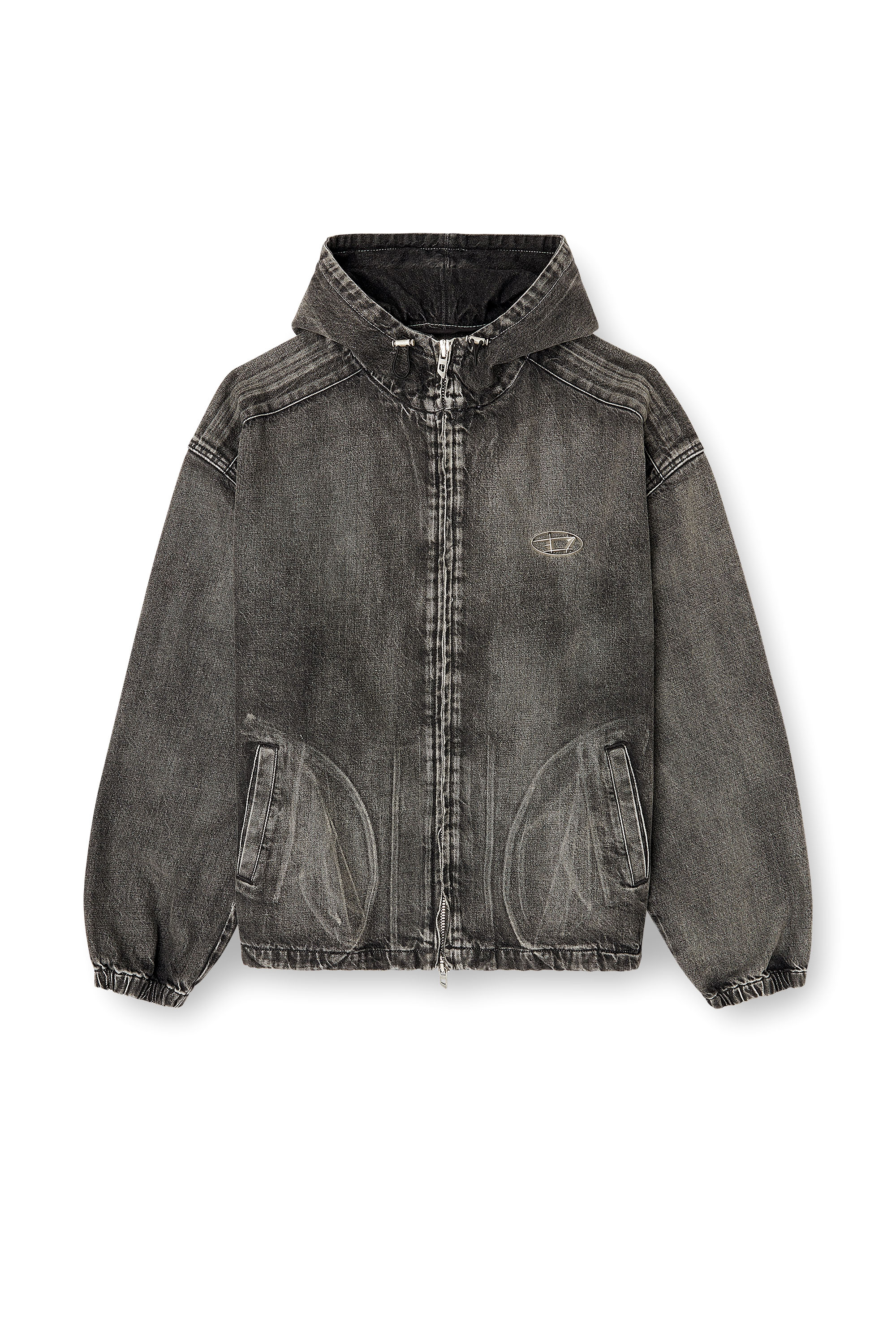 Diesel - THUGJACK, Unisex's Hooded jacket in faded denim in ブラック - 2
