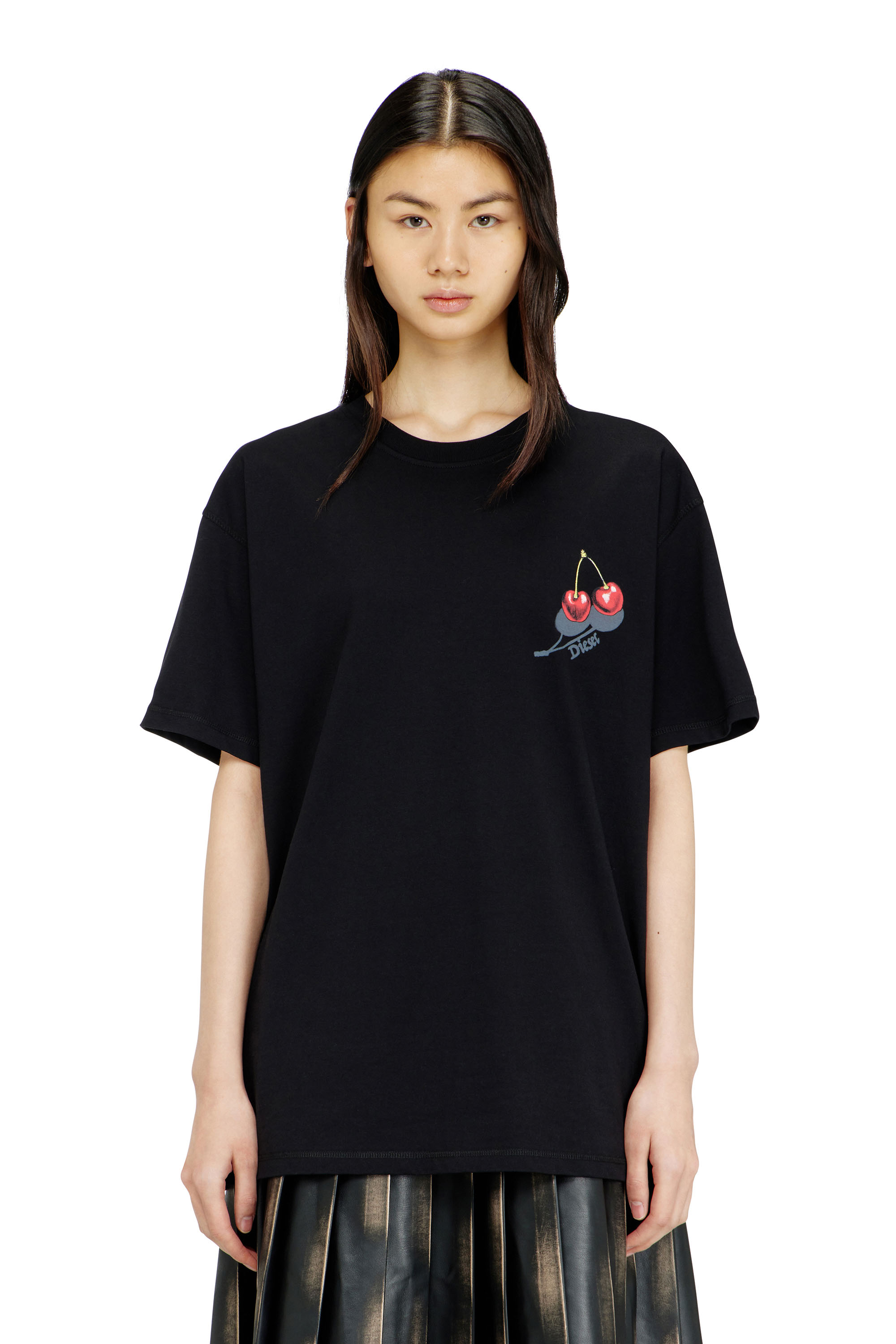Diesel - SV-T-NORM-CHER, Unisex's Cotton T-shirt with cherry graphic in ブラック - 5