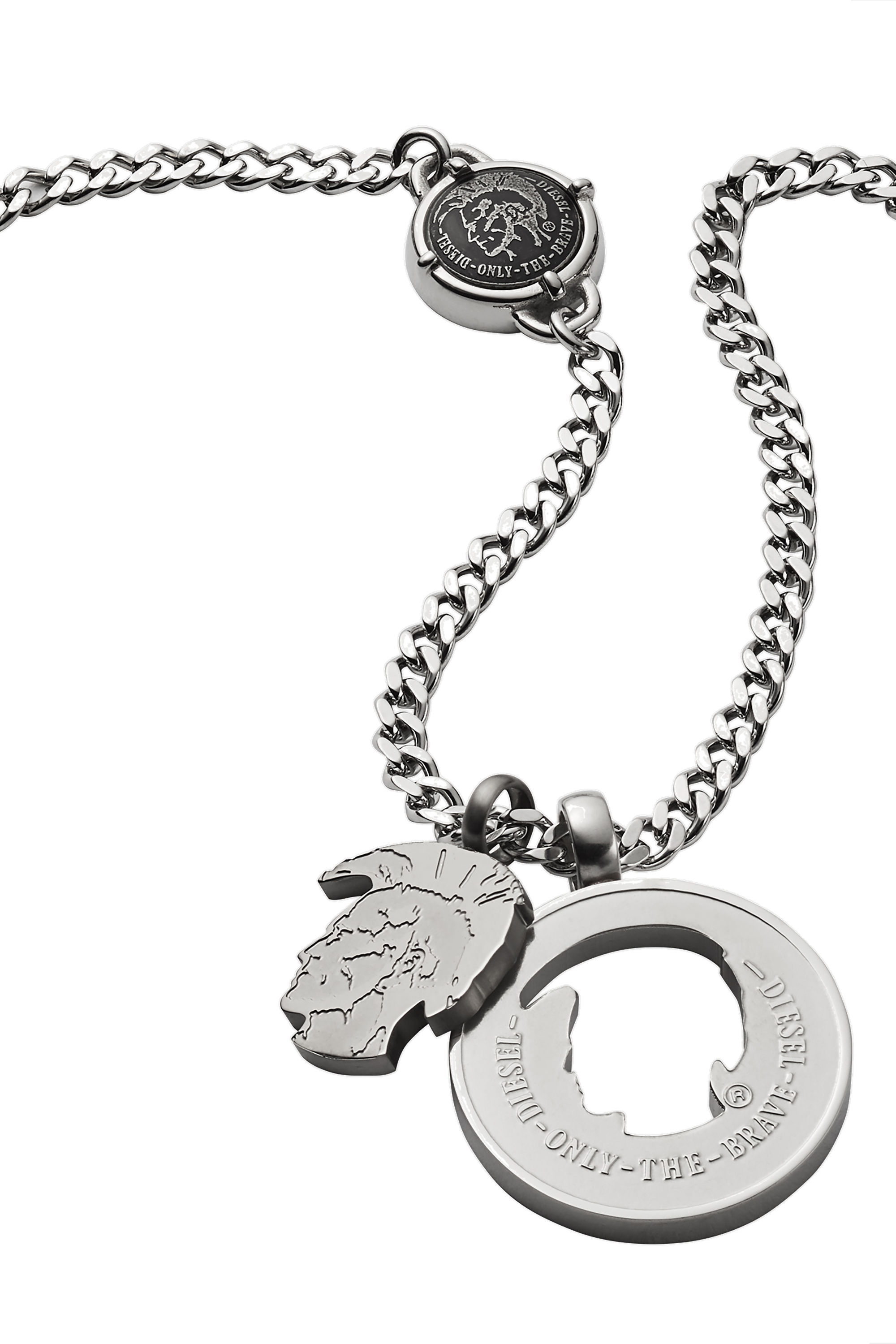 Diesel - DX1201, Male's Mohican head stainless steel double pendant necklace in シルバー - 2
