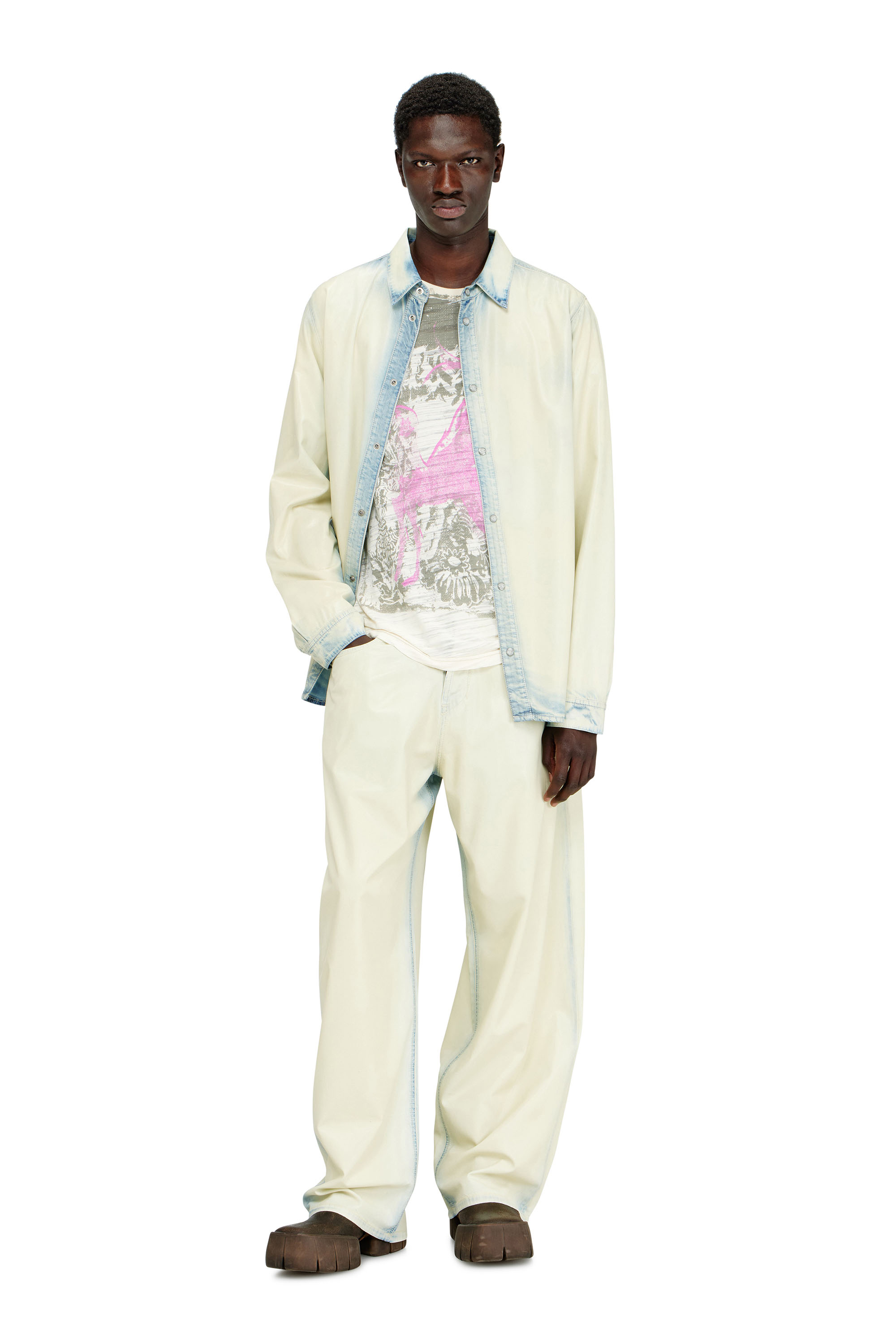 Diesel - T-JALO-A, Male's T-shirt with graphic print in ホワイト - 1