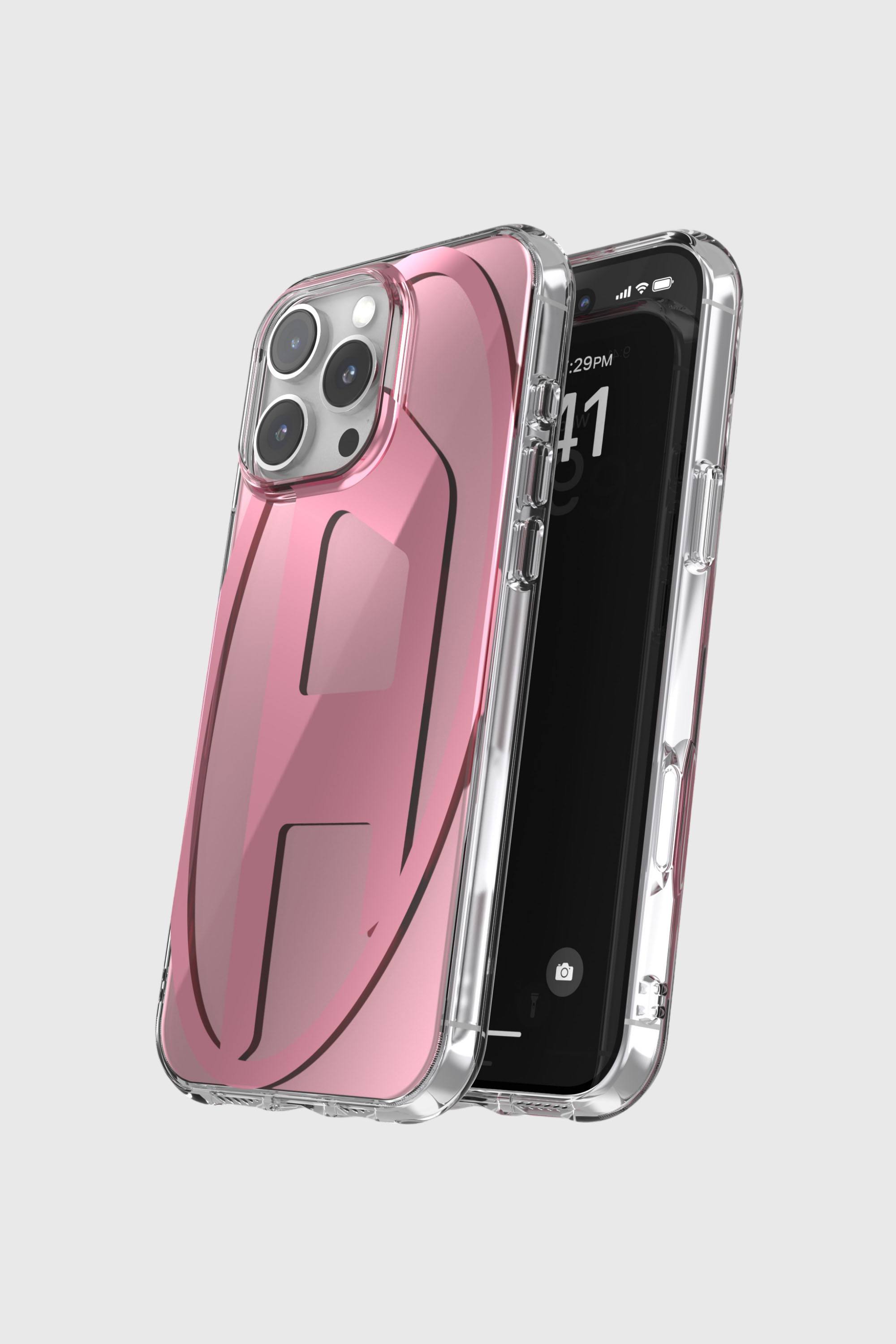 Diesel - 60166 AOP CASE, Unisex's Oval D Mirror Case for iP 16 Pro Max in ピンク / ホワイト - 4