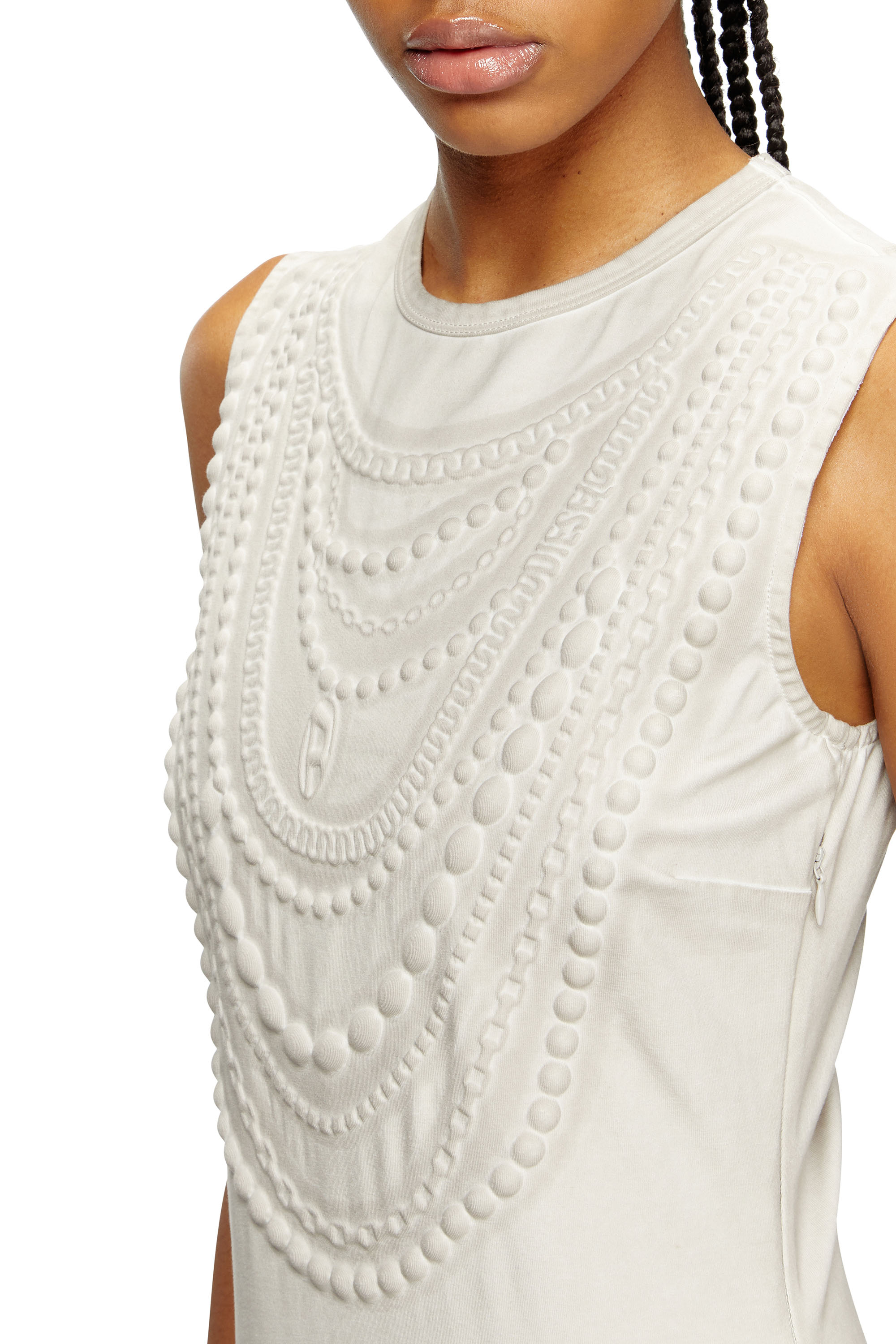 Diesel - D-NEKKA, Female's Mini dress with necklace trompe l'oeil in ライトグレー - 4