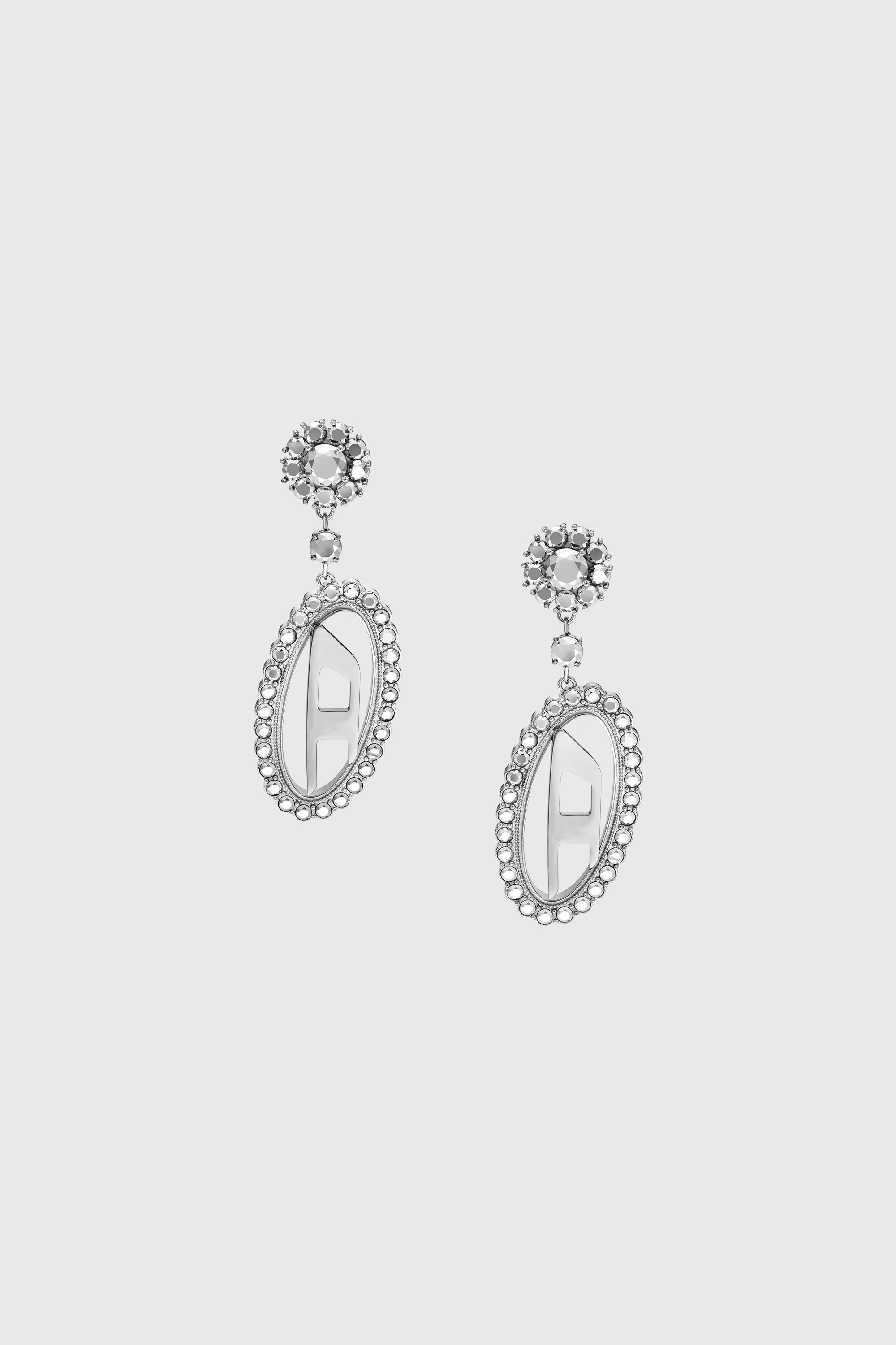 Diesel - DX1751040, Unisex's Stainless steel pave drop earrings in シルバー - 2