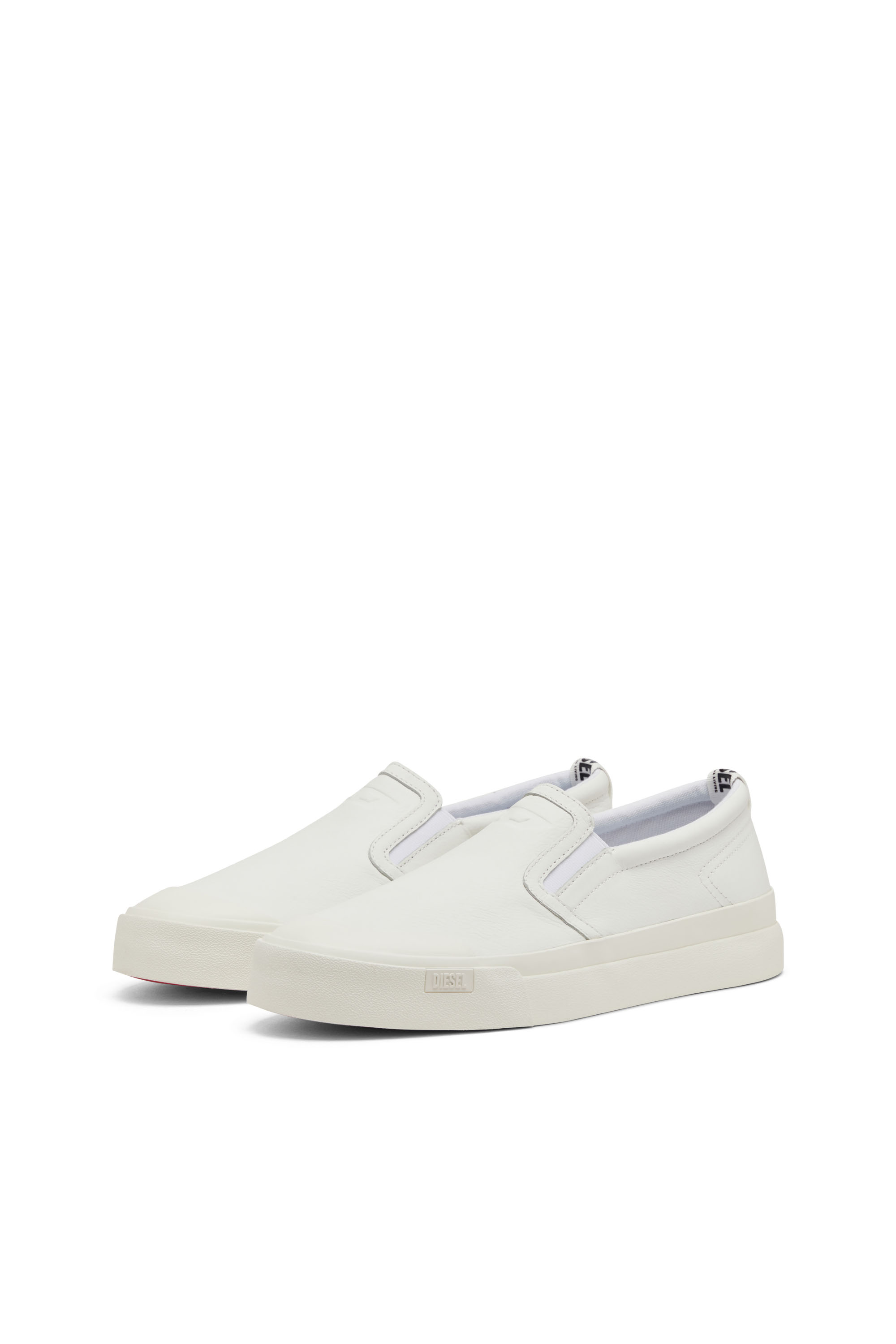 Diesel - S-ATHOS SLIP ON, Male's S-Athos-Slip-on sneakers in plain leather in ホワイト - 9