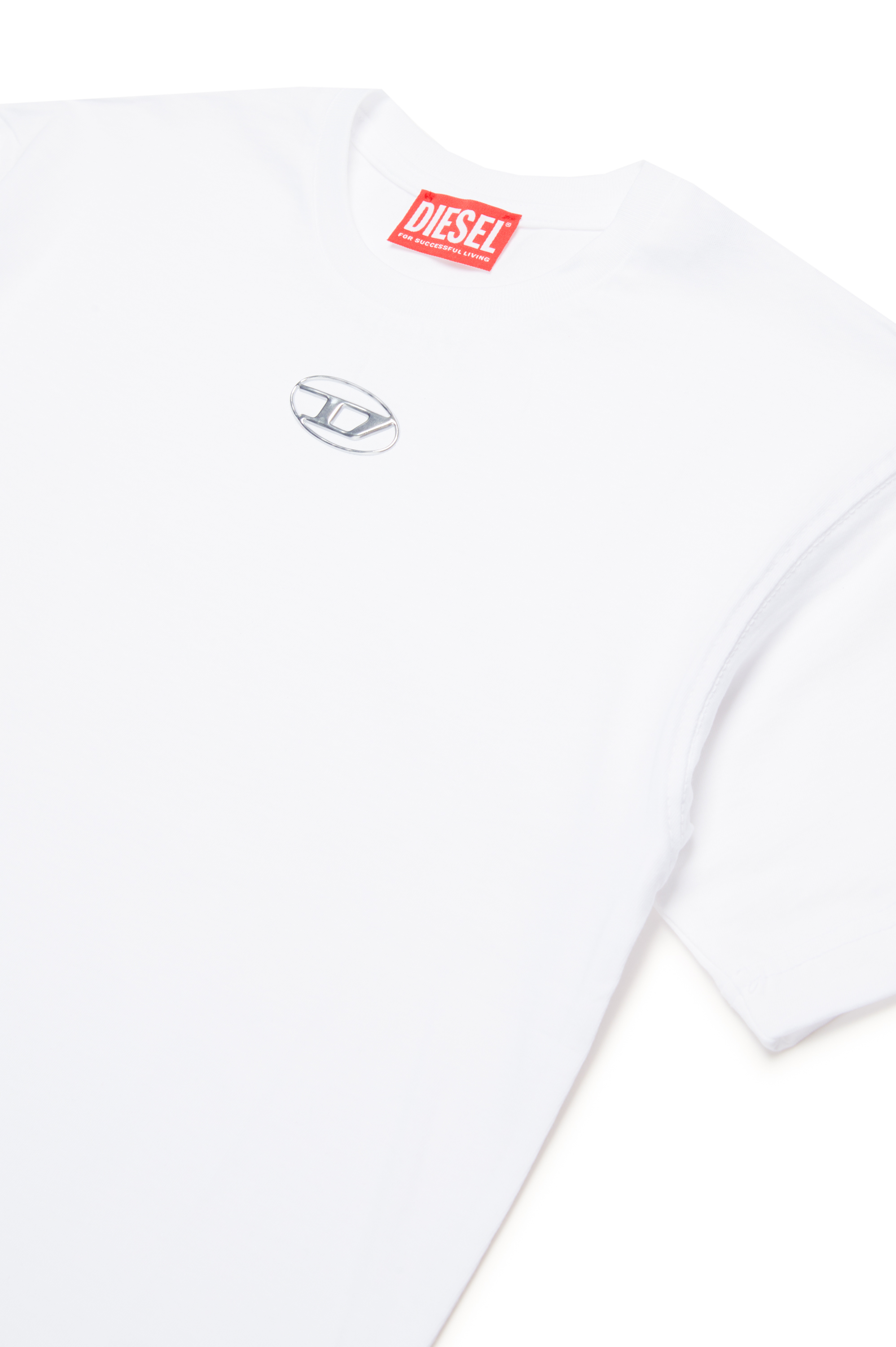 Diesel - TMARCUS OVER, Male's T-shirt with metallic Oval D in ホワイト - 3