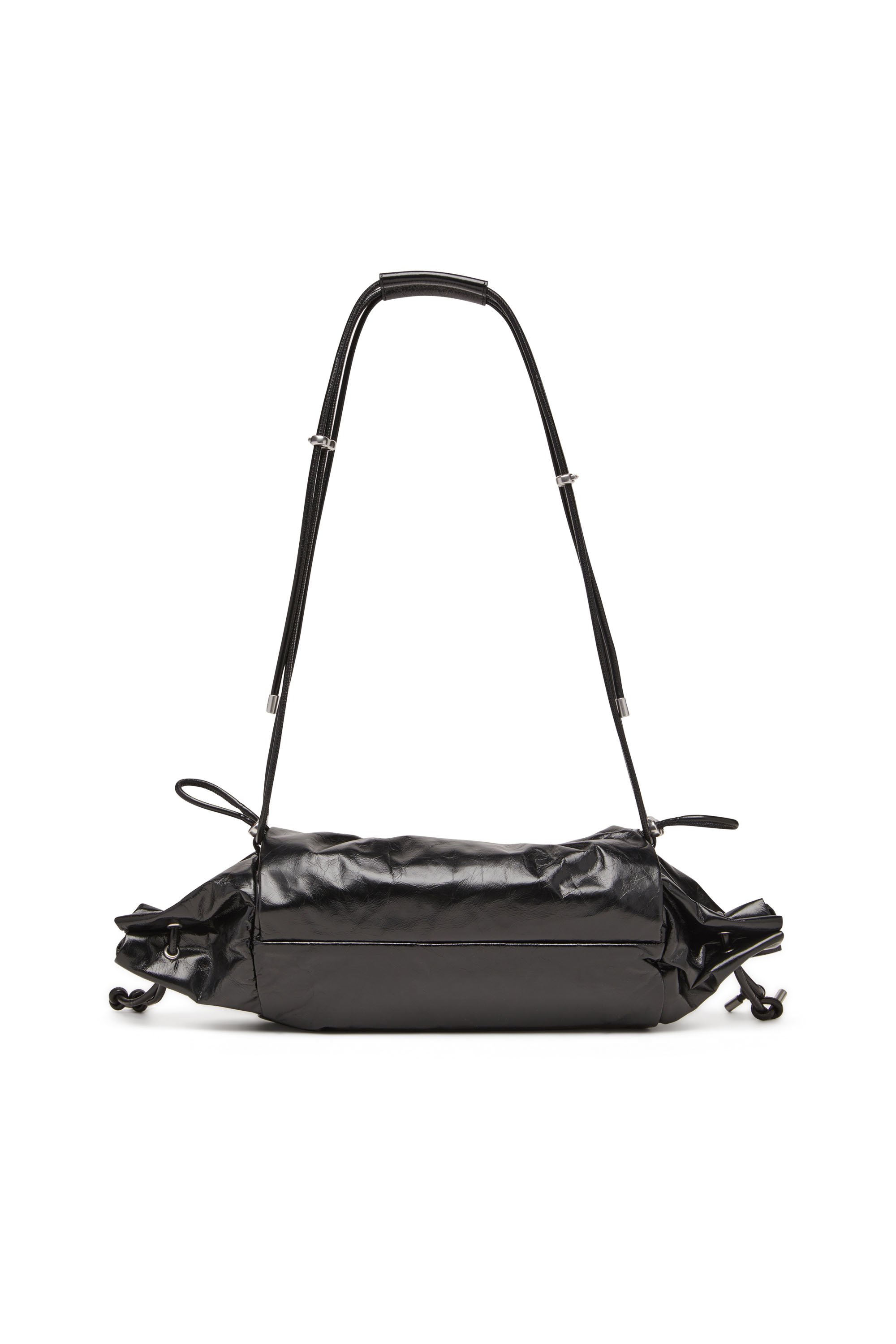 Diesel - SCRUNCH-D SHOULDER M, Female's Scrunch-D M-Shoulder bag in shiny leather in ブラック - 3