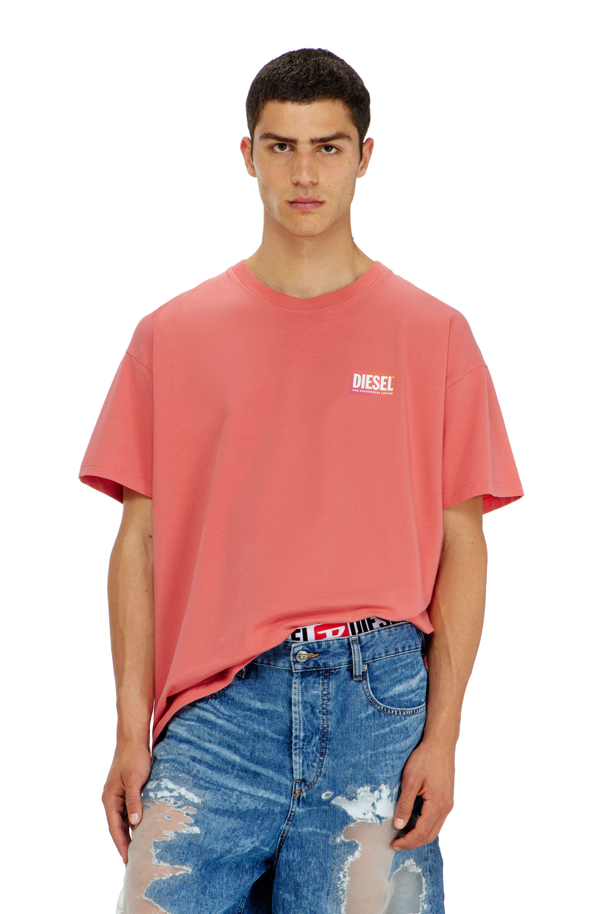 Diesel - PR-T-NORM-CHITIND-R, Unisex's T-shirt with transparent back logo in コーラルローズ - 3