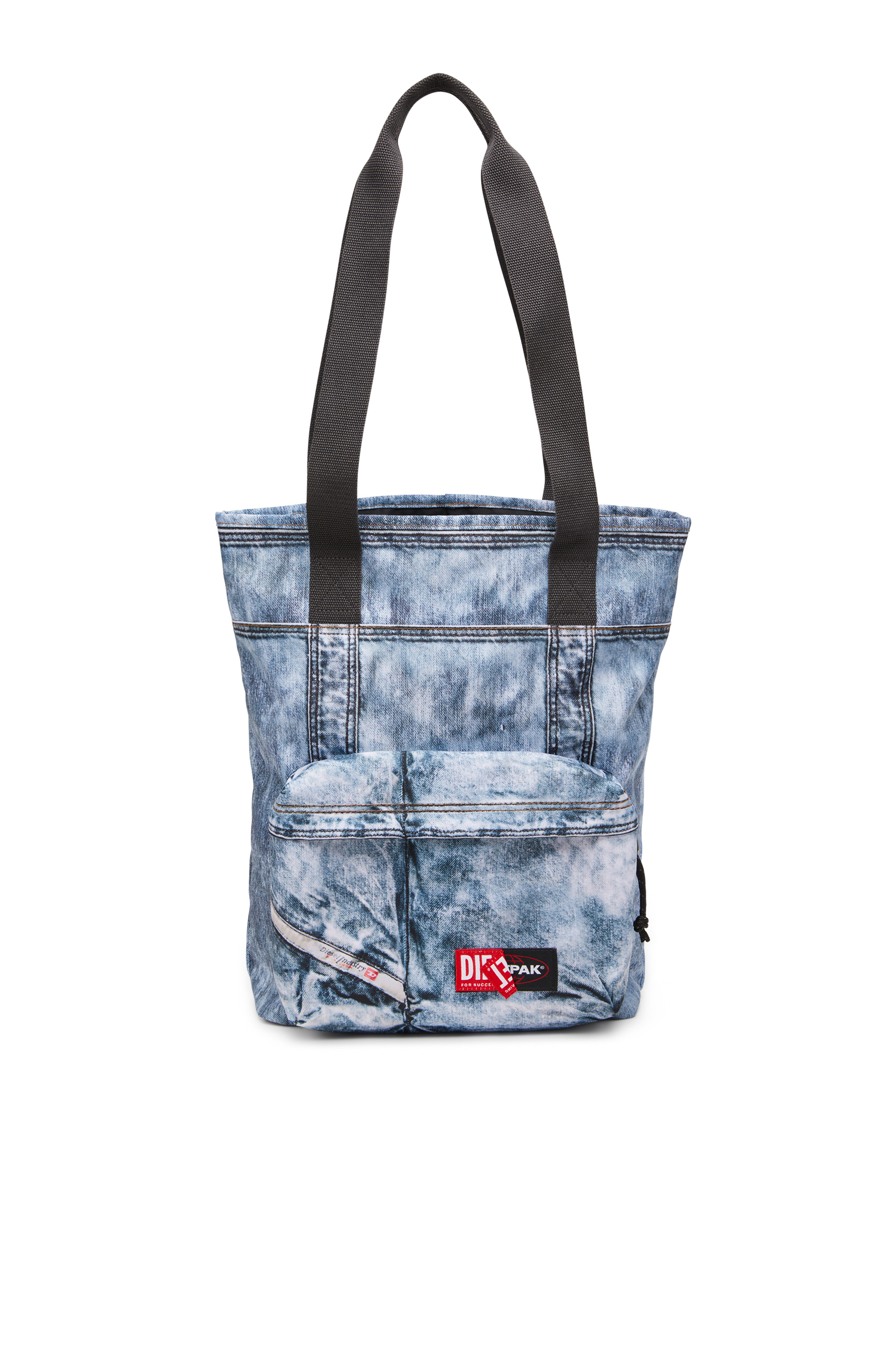 Diesel - DIESEL TOTE, Unisex's Tote bag in trompe l'oeil denim in ブルー - 1