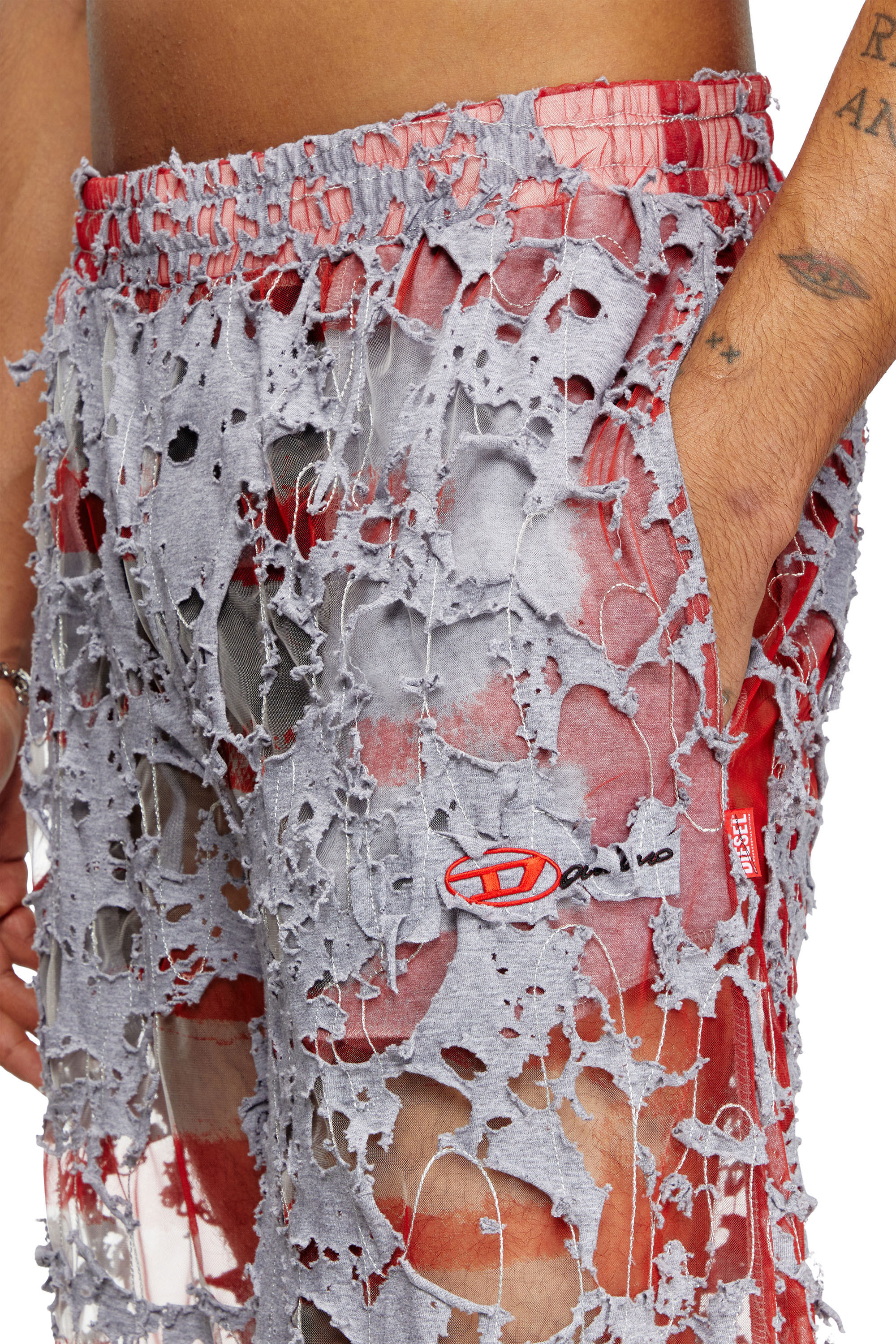 Diesel - P-DAM-DEVOR-DD, Unisex's スウェットパンツ in グレー/レッド - 5