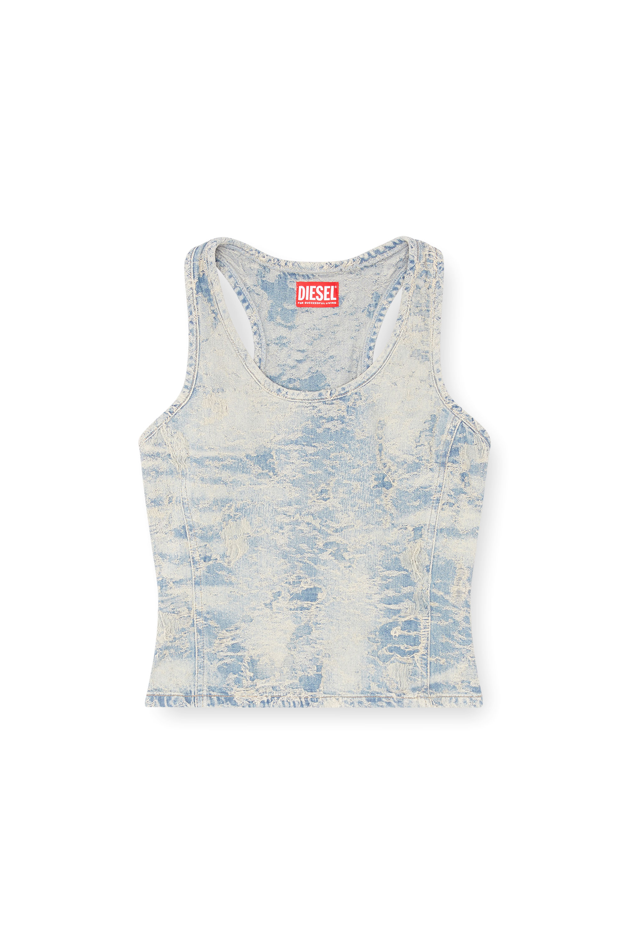 Diesel - DE-NORG-FSF, Female's Tank top in dirty jacquard denim in ライトブルー - 3