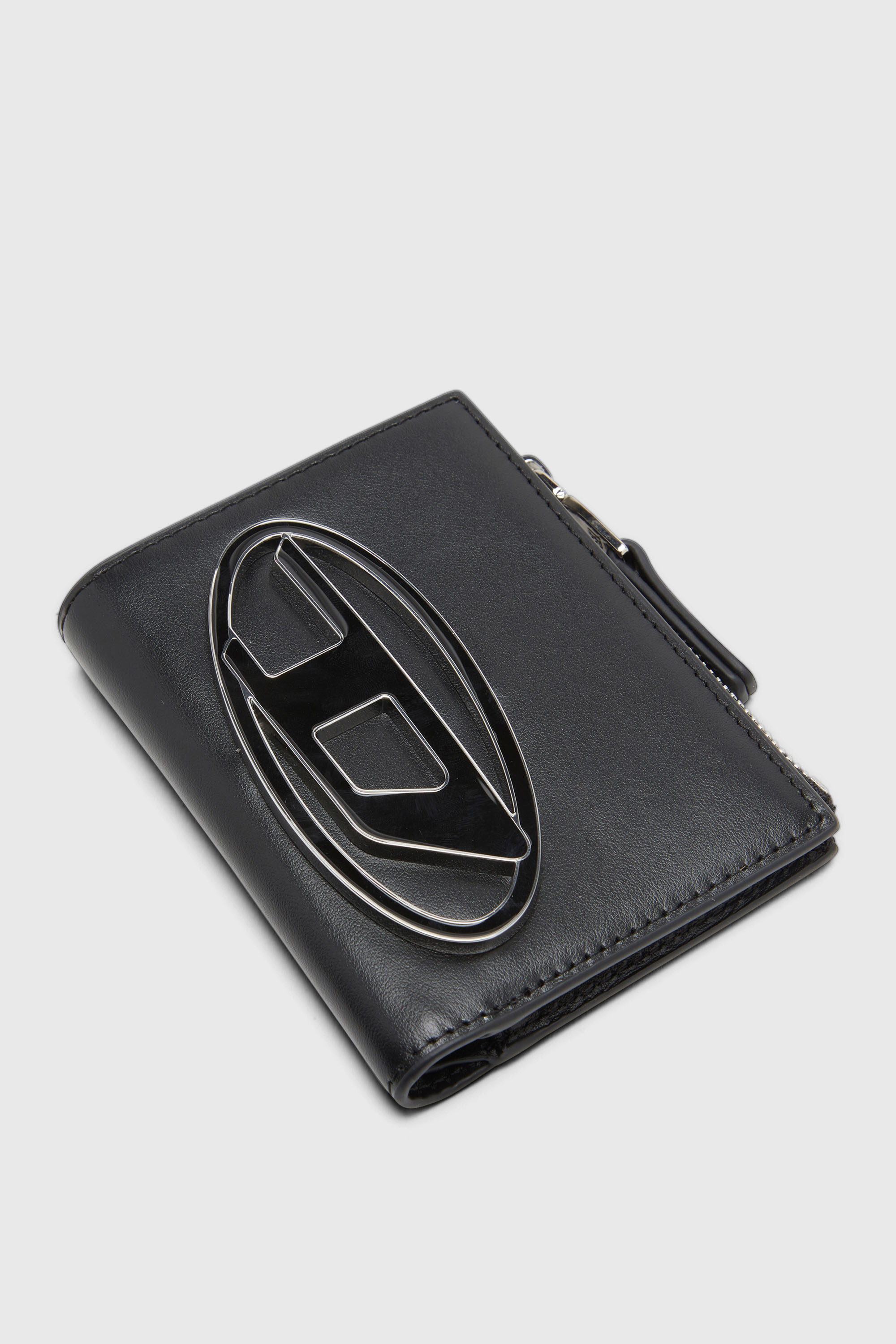 Diesel - 1DR BI-FOLD ZIP II, Female's Small leather wallet with logo plaque in ブラック - 4