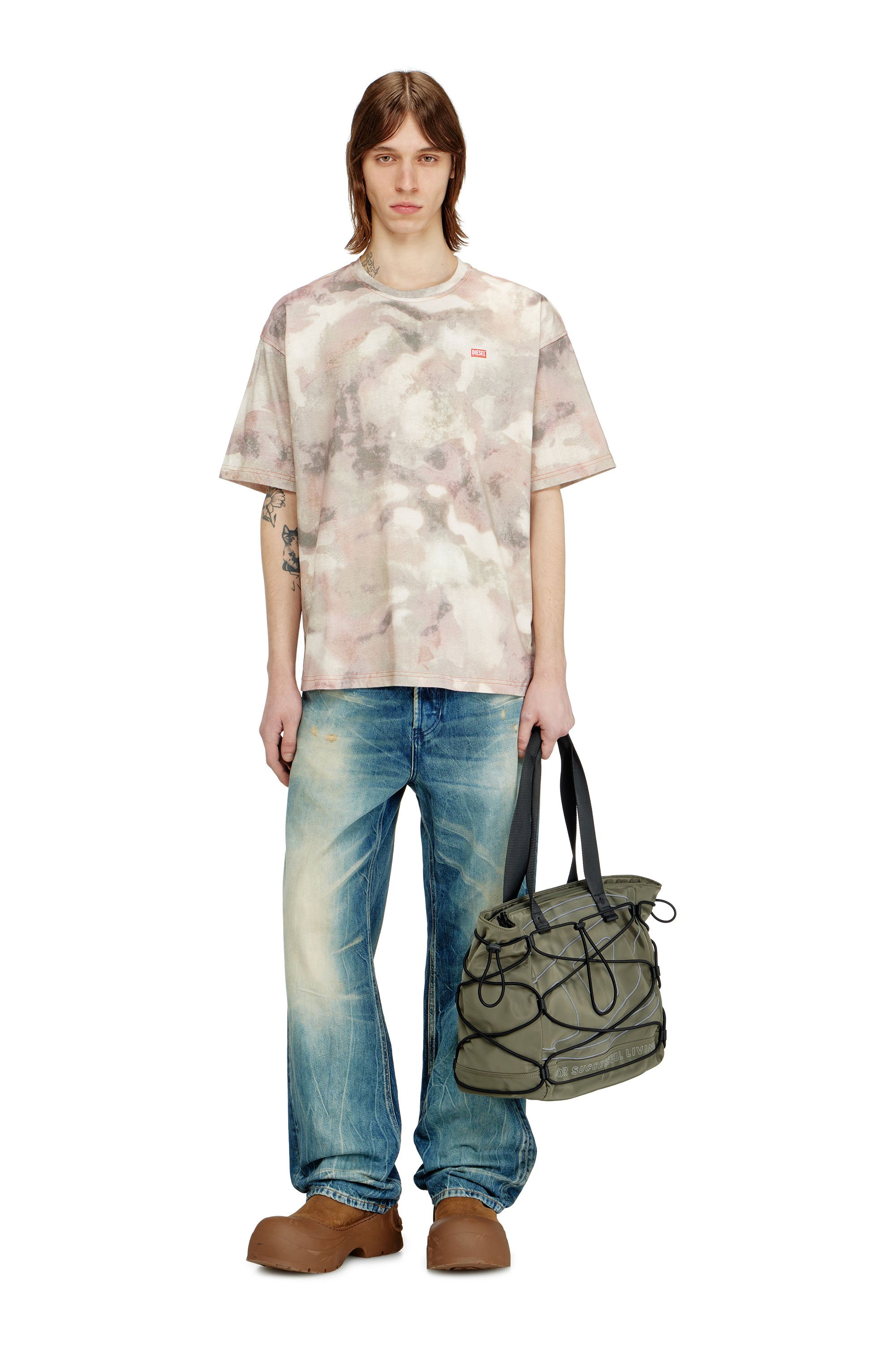 Diesel - T-BOXT-V7, Male's Heavy cotton T-shirt with camo print in ベージュ/ブラウン - 2
