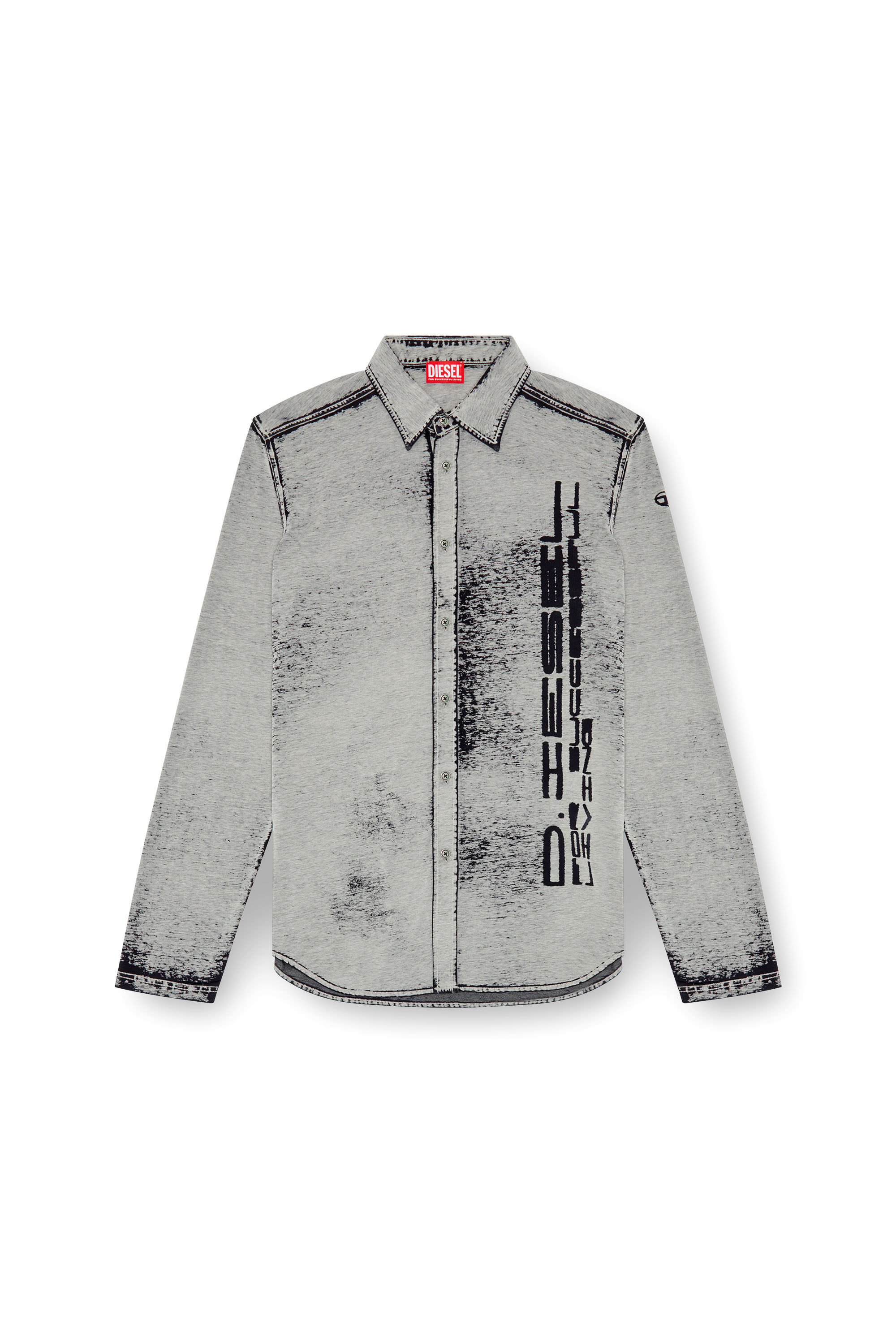 Diesel - S-ENTRY-DEV, Male's Shirt in burnout plated jersey in グレー - 3