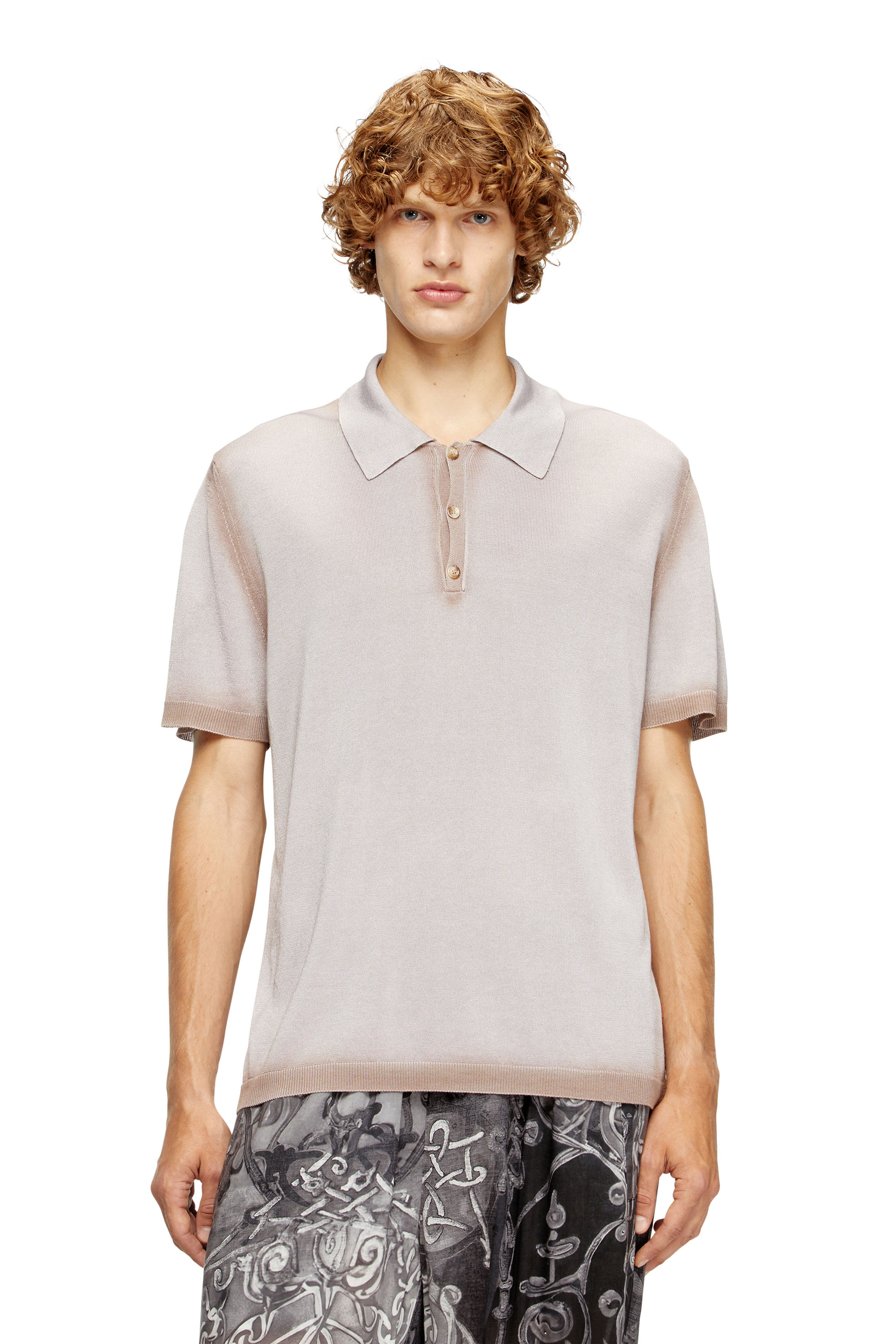 Diesel - K-VIRTO, Male's Dégradé knitted polo shirt in ベージュ - 1