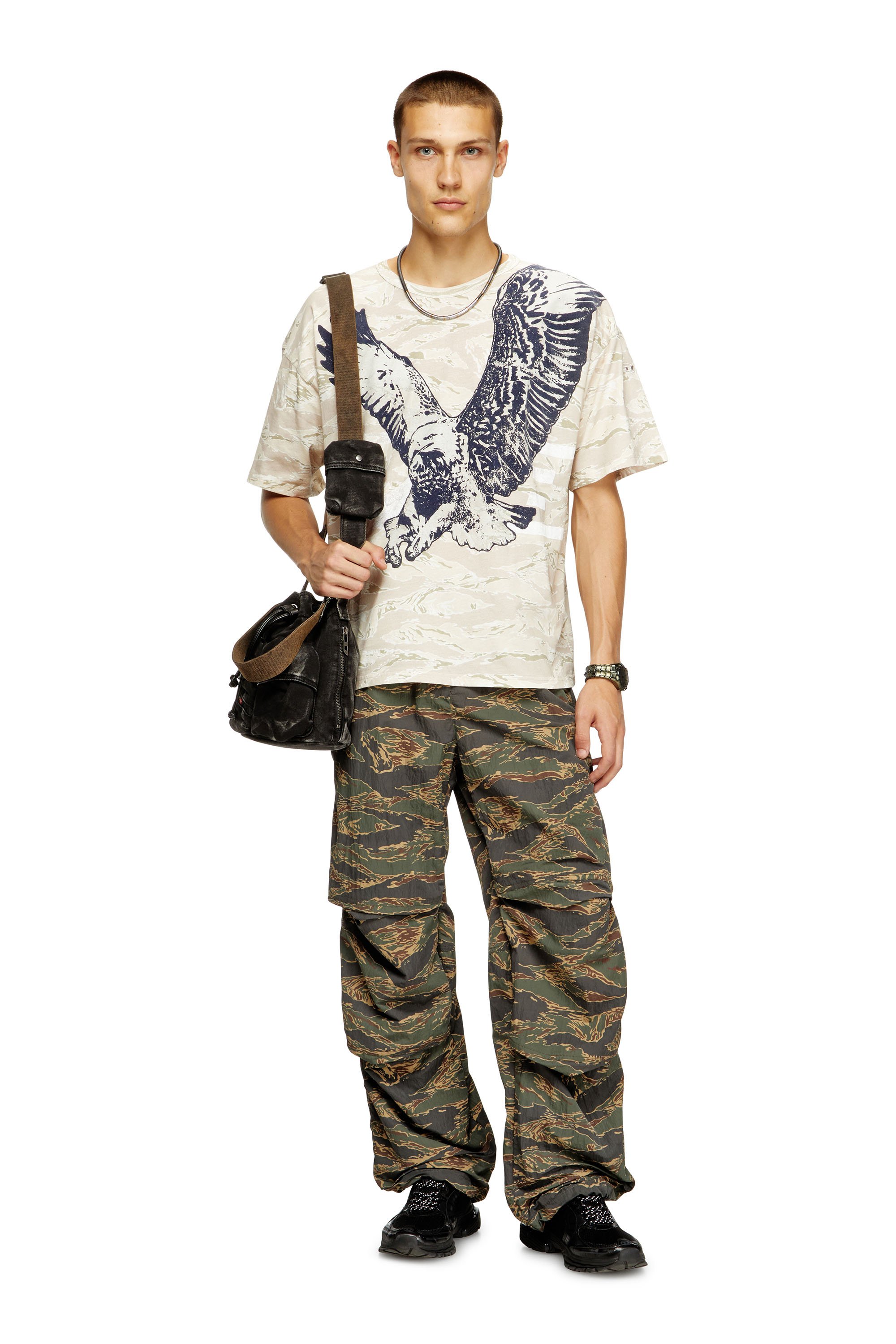 Diesel - T-BOXT-T14, Male's Camo T-shirt with eagle print in ベージュ - 2
