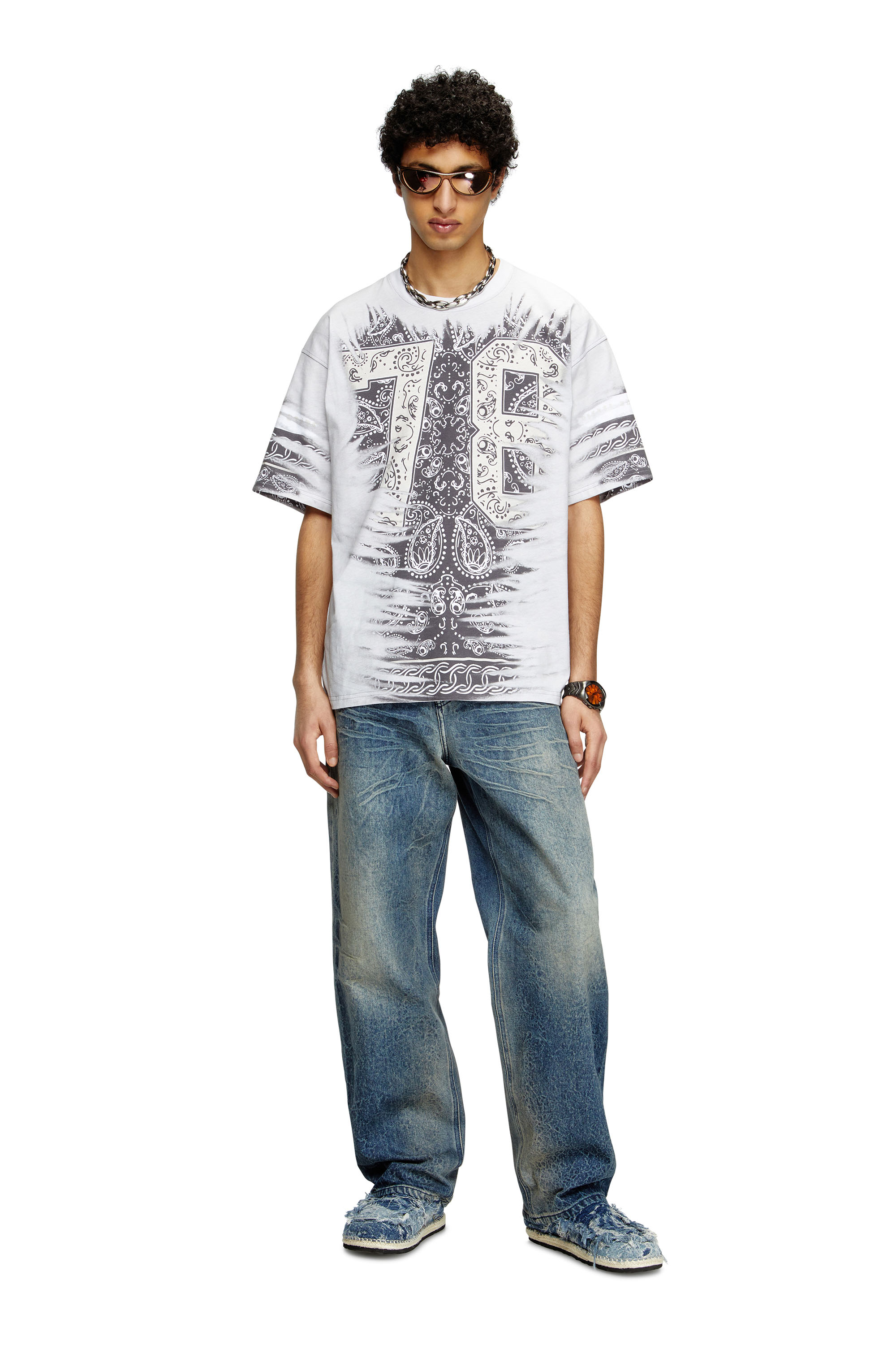 Diesel - T-BOXT-78-R1, Male's T-shirt with 78 bandana print in ホワイト - 1