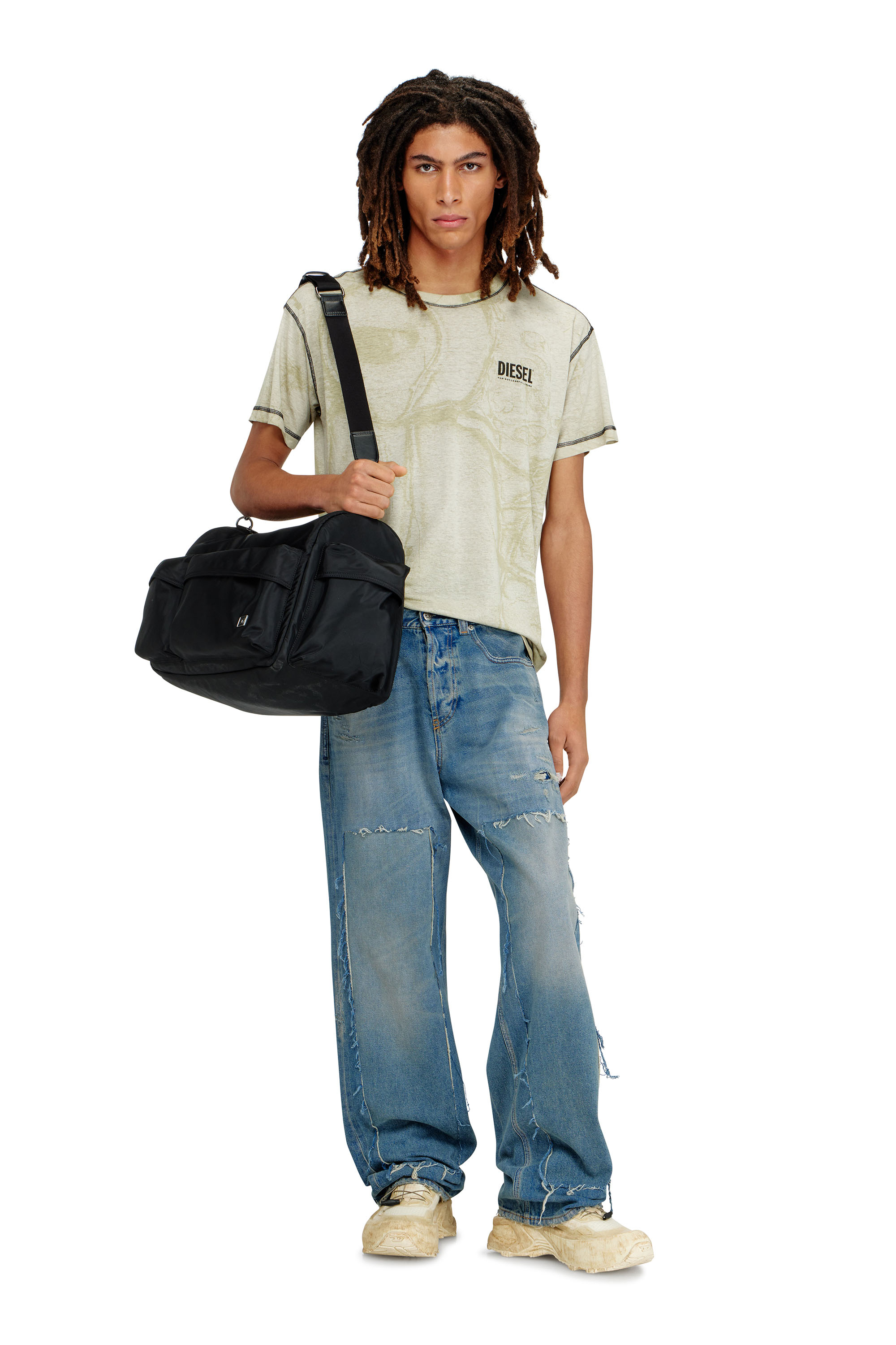 Diesel - T-NORM-V15, Male's Hemp-cotton T-shirt with all-over print in グレー - 2