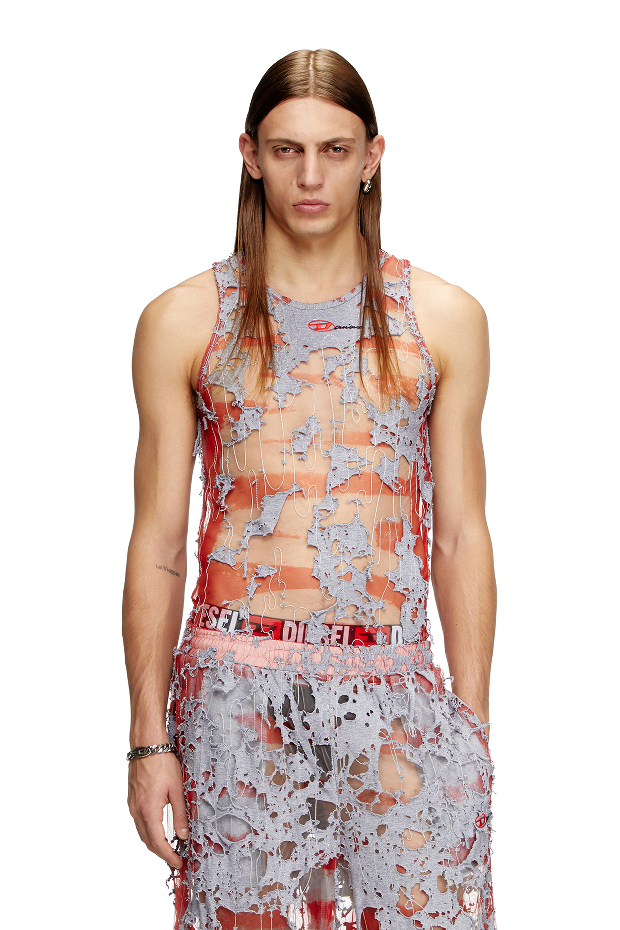 Diesel - T-LIFTY-DEVOR-DD, Unisex's ノースリーブトップ in レッド/グレー - 3