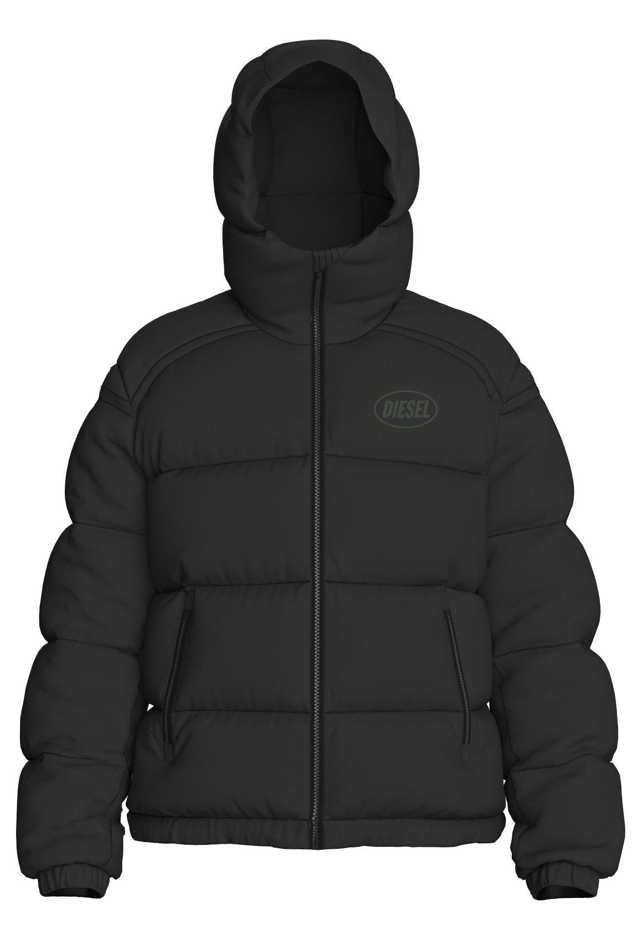 DIESEL ブラック ダウンジャケット レディース ダウンジャケット ショート丈（ダウンジャケット