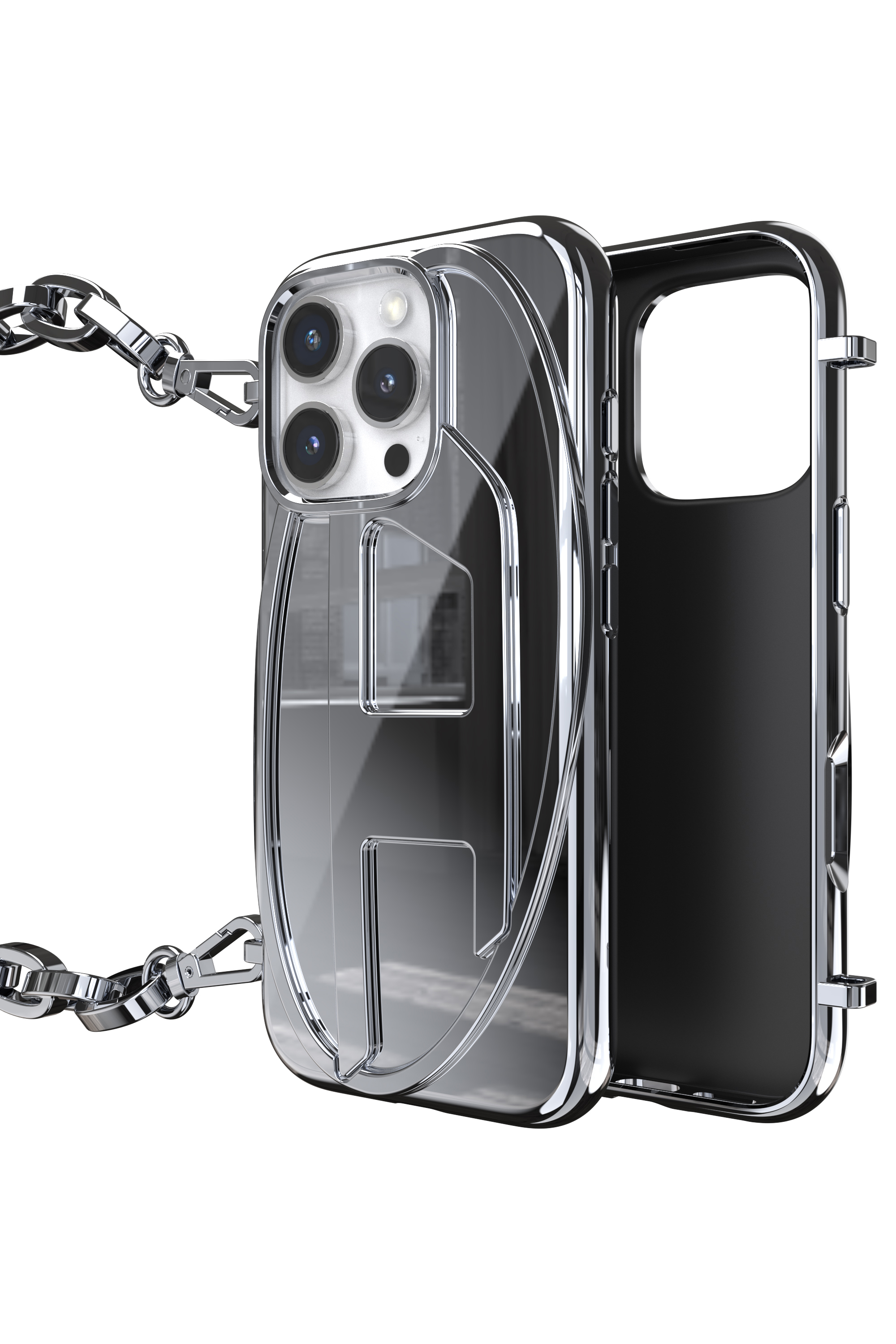 Diesel - 60259 MOULDED CASE, Unisex's Oval D Chain Case iPhone 16 Pro in ブラック - 1