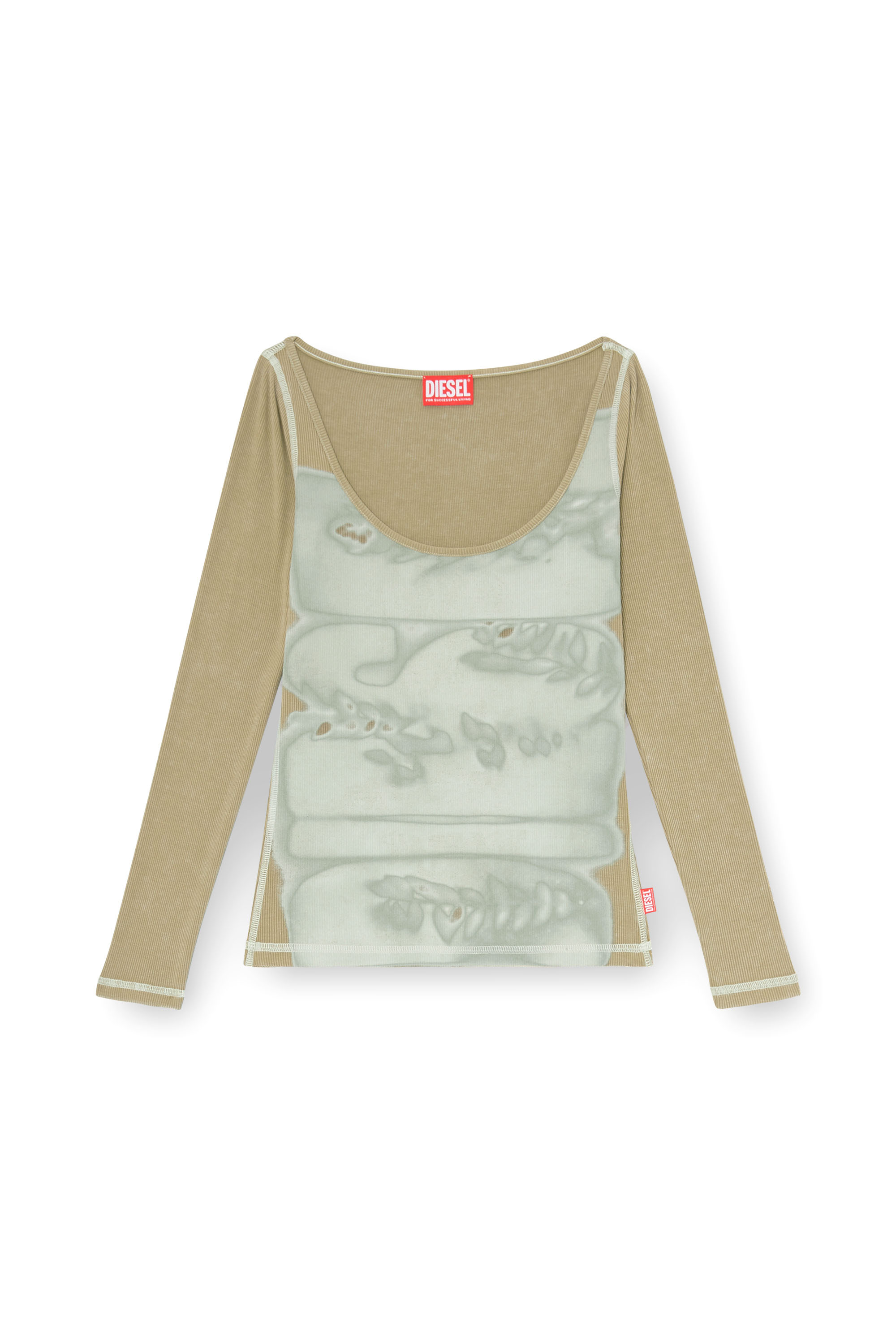Diesel - T-FANT, Female's 長袖トップ in グレー/ベージュ - 2